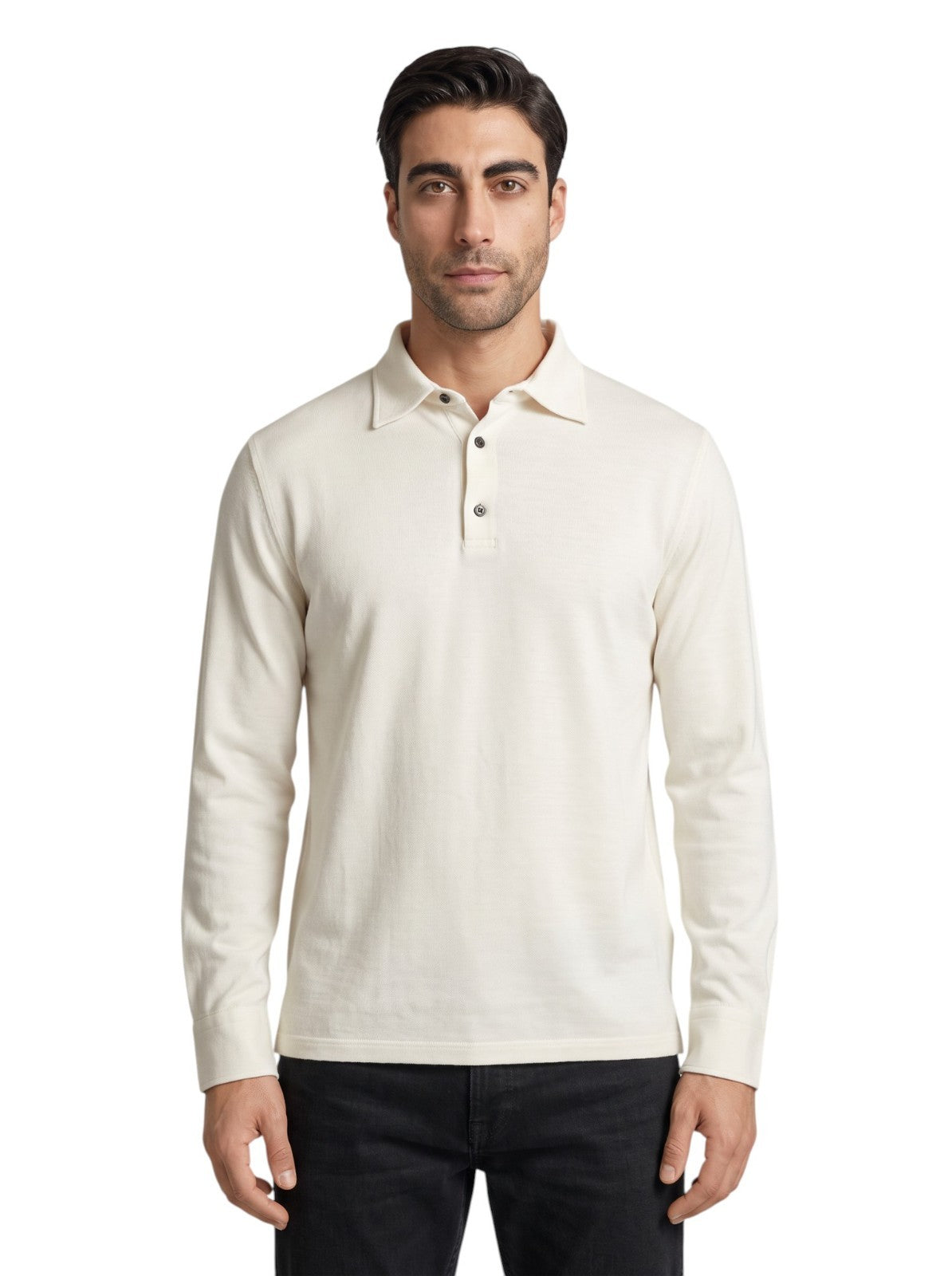 1200$ ISAIA NAPOLI "Iconico" Ivory Knit Sartorial Polo Wool Hand-Sewn Size XL