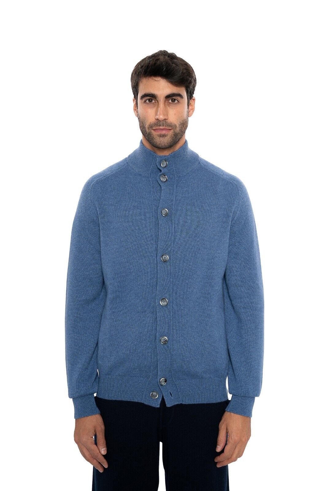 $2200 FEDELI CASHMERE "Carezza" Blue Cardigan Jacket 100% Cashmere 42 US / 52 EU