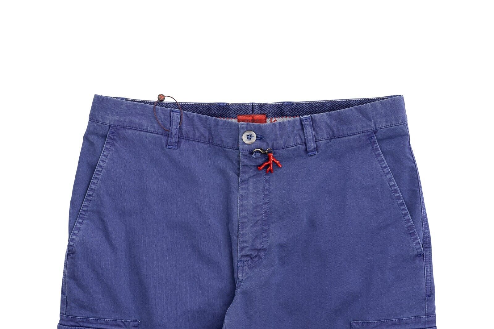 690$ ISAIA NAPOLI Blue Cargo Trousers Pant Cotton 32 US / 48 EU Slim Fit