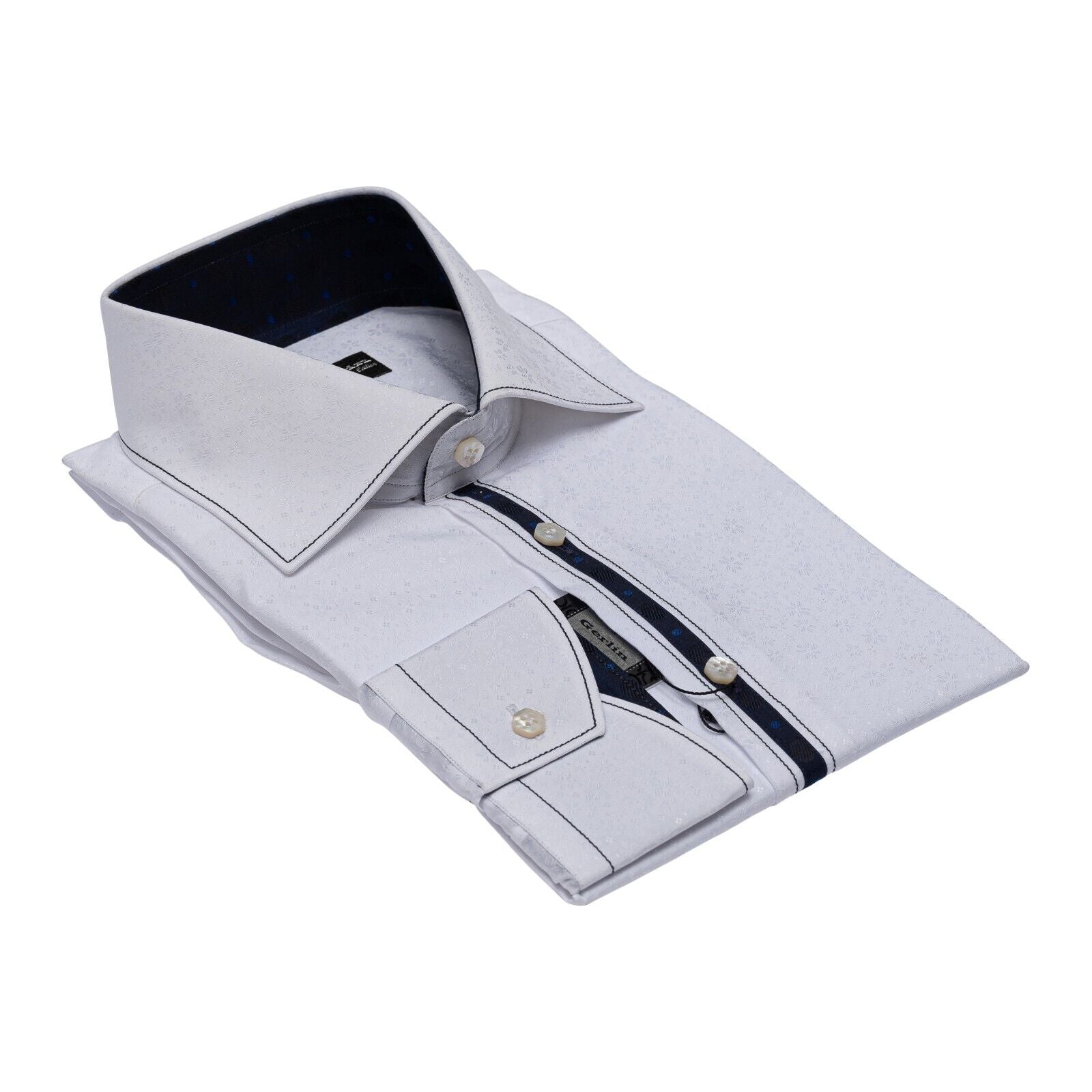 690$ LUXURY GERLIN Shirt White ALUMO Jacquard Cotton 16 - 41 3AT BIJAN