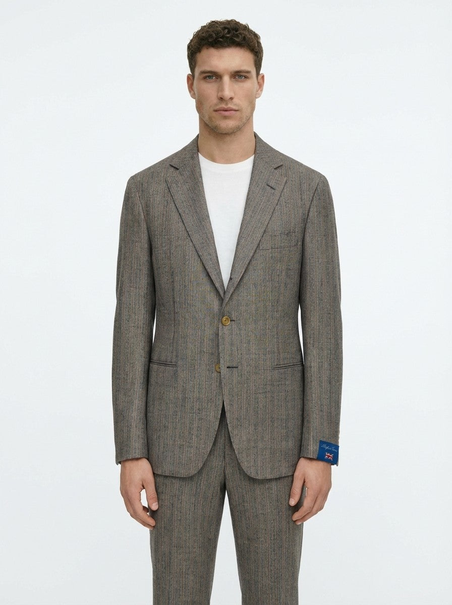 1900$ RAFFAELE CARUSO Grey Stripe Suit Superfine English Cloth 40 US / 50 IT