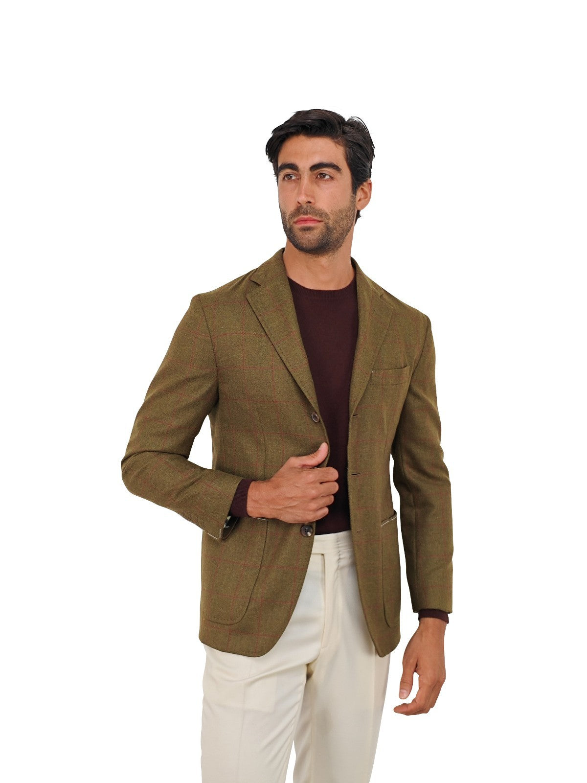 $2200 RUBINACCI NAPOLI Green Checks Jacket Sport Coat 100% Cashmere 36 US 46 EU