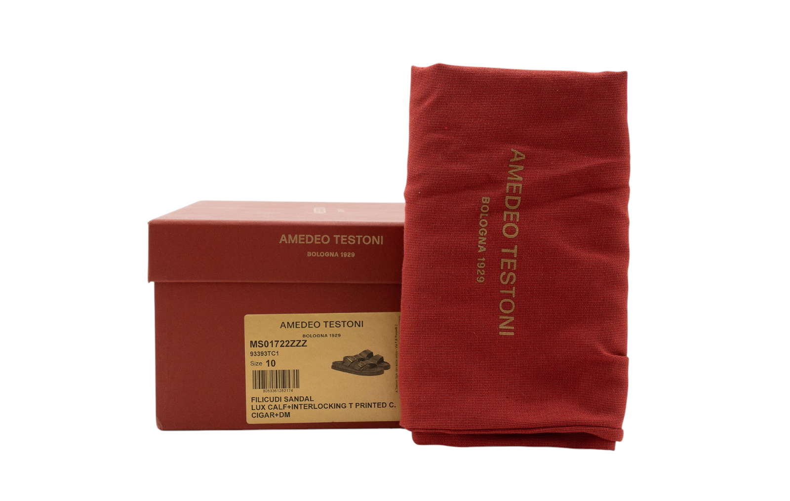 550$ TESTONI Filicudi Sandal Lux Calf + Interlocking Cigar 10 UK - 11 US - 44 IT