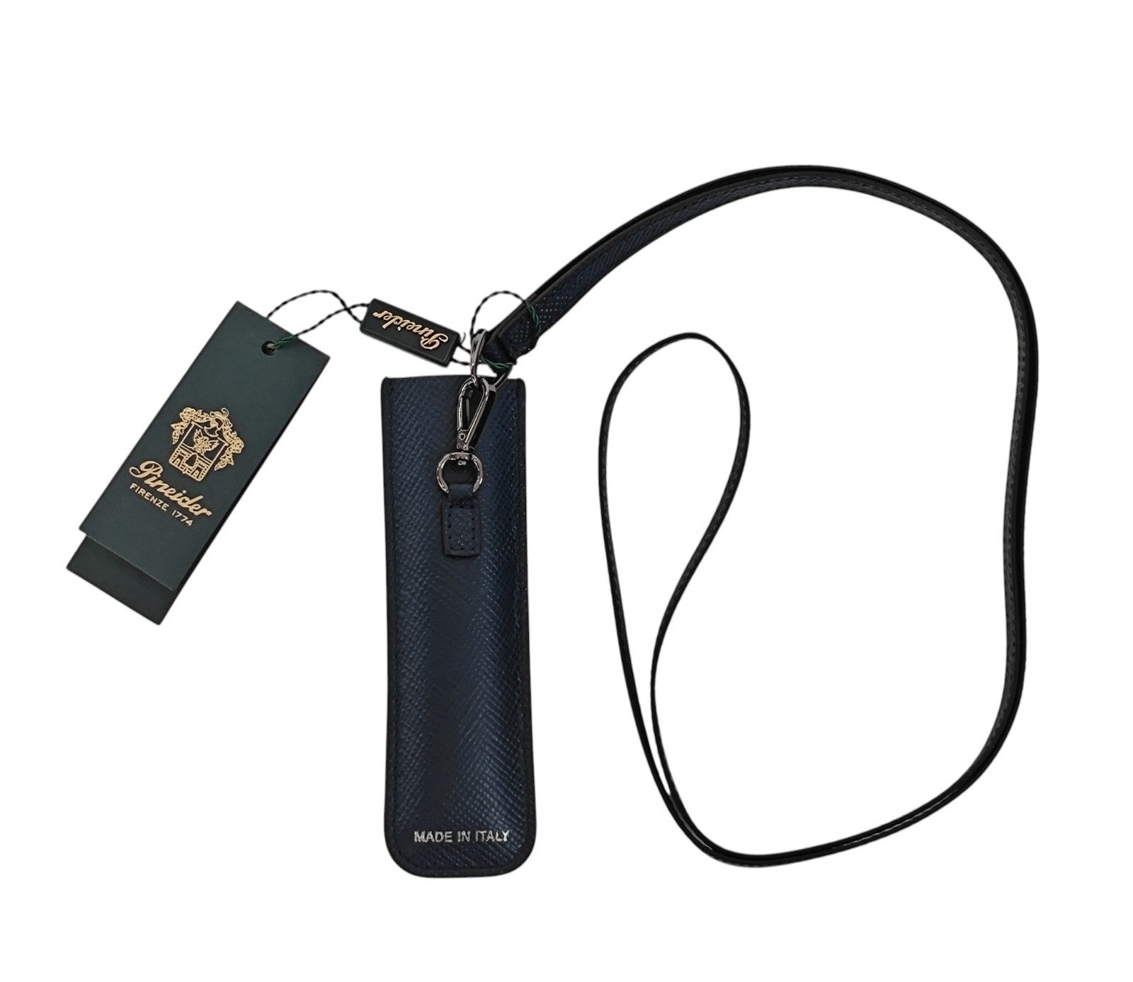 150$ PINEIDER FIRENZE 1774 Pen Holder Saffiano Anti-Scratch Calf Lux Blue Navy