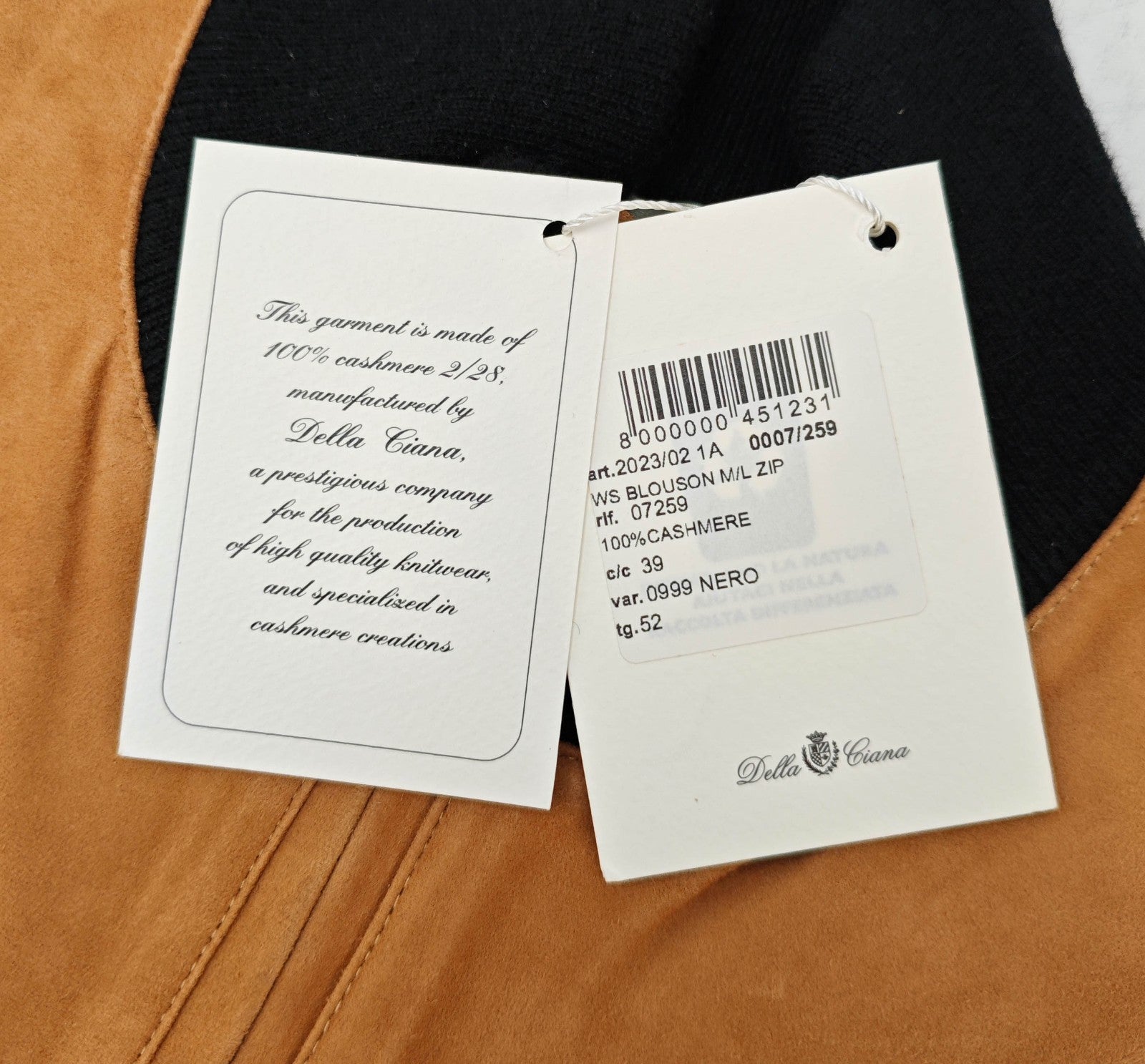 2800$ DELLA CIANA CASHMERE Black Bomber Zip Jacket Suede Leather - Cashmere