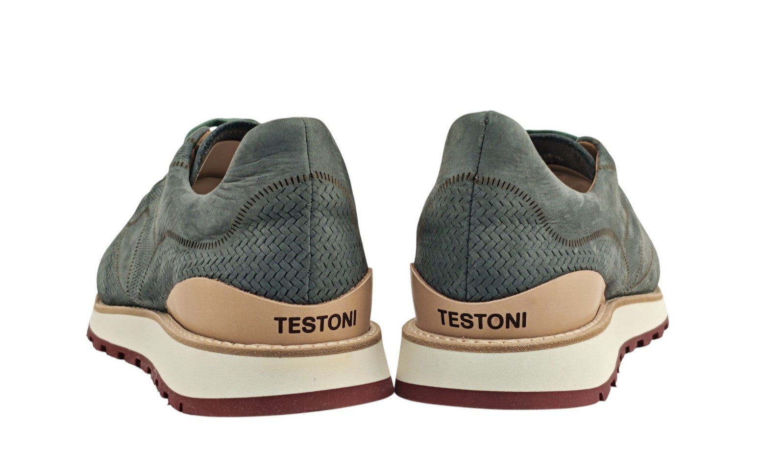 $900 TESTONI BOLOGNA "Moena" PIUMA Sneaker Shoes Nabuk Calf Green Malachite