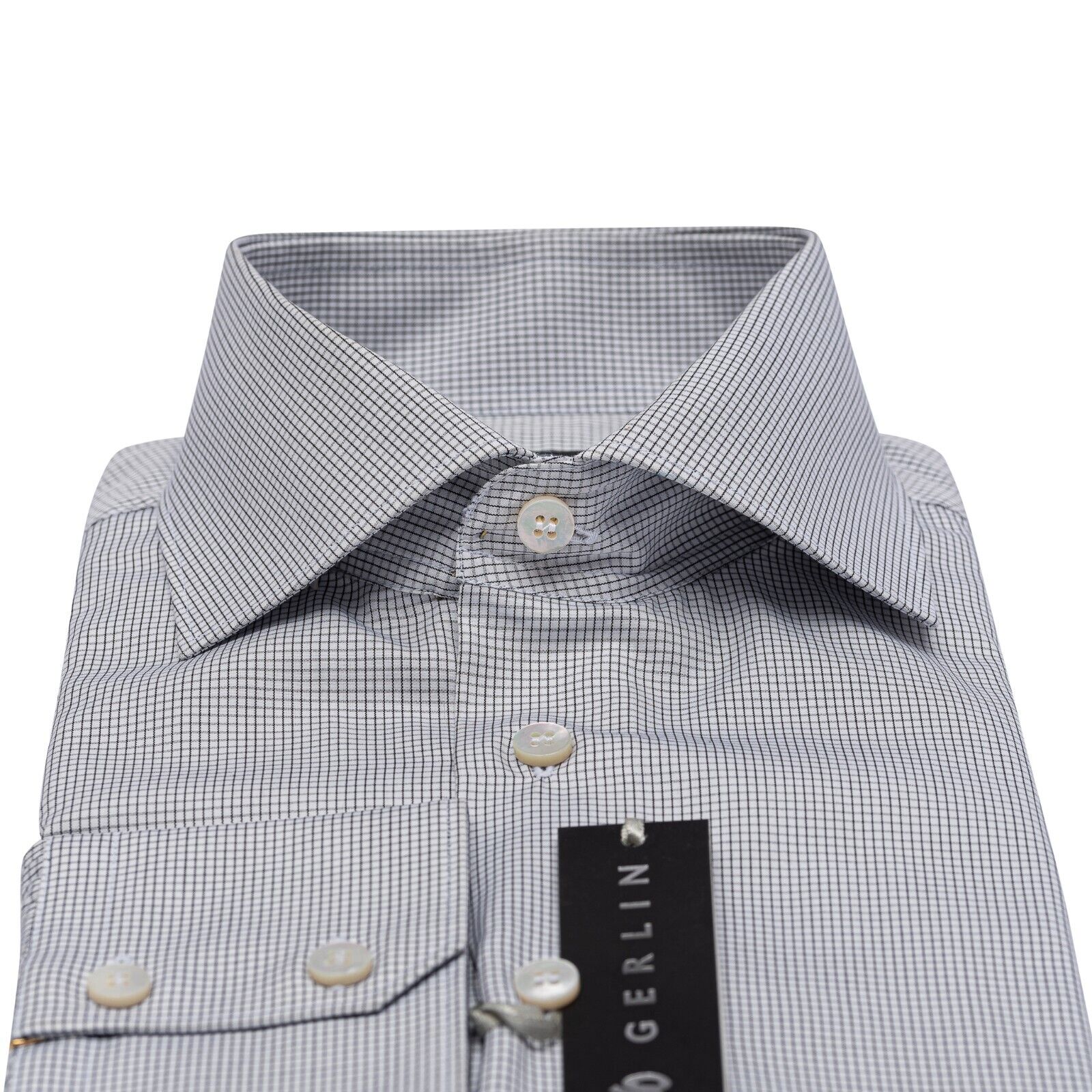 690$ LUXURY GERLIN Shirt Gray SUPRALUX ALUMO Cotton 16 - 41 1S BIJAN