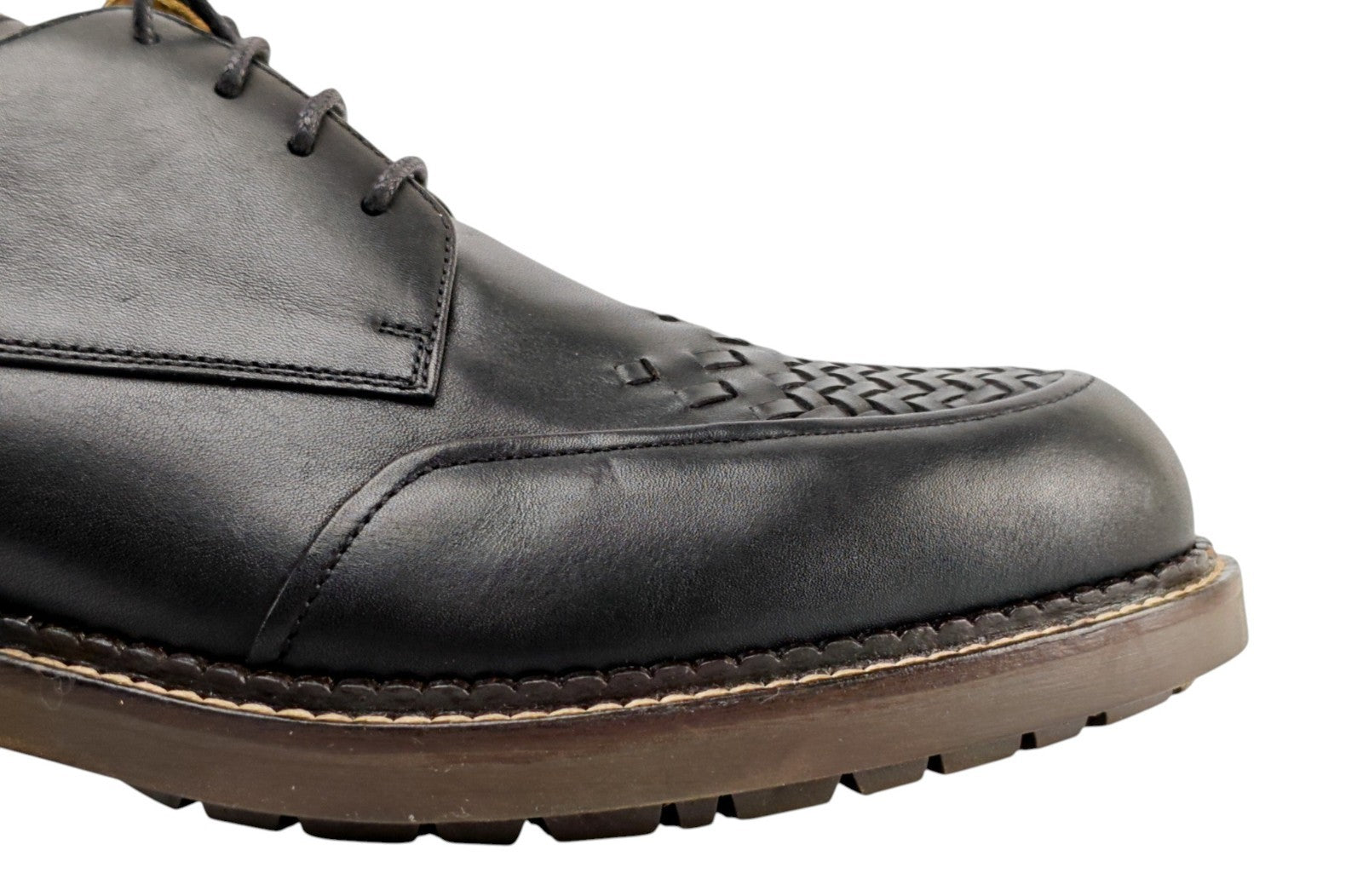 1250$ TESTONI "Camogli" Derby Shoes Antique Calf Black 8 UK / 9 US / 42 IT