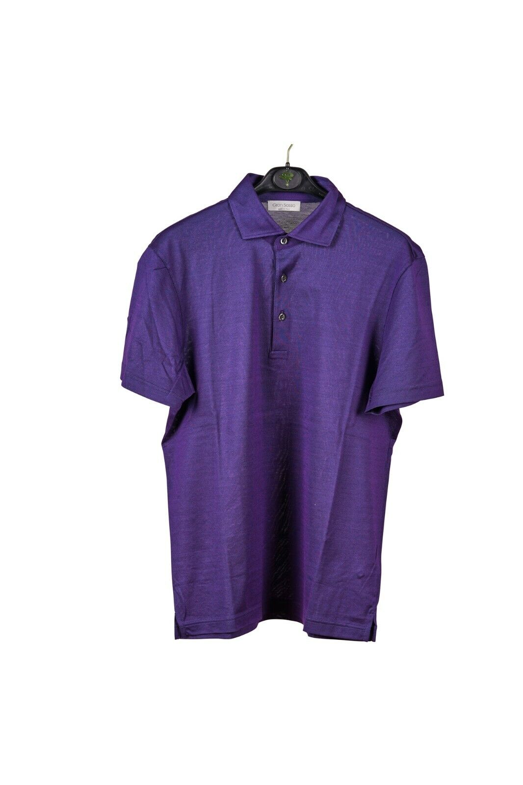 169$ Italian Luxury GRAN SASSO Polo Lisle Cotton Piquet Purple Short Sleeve