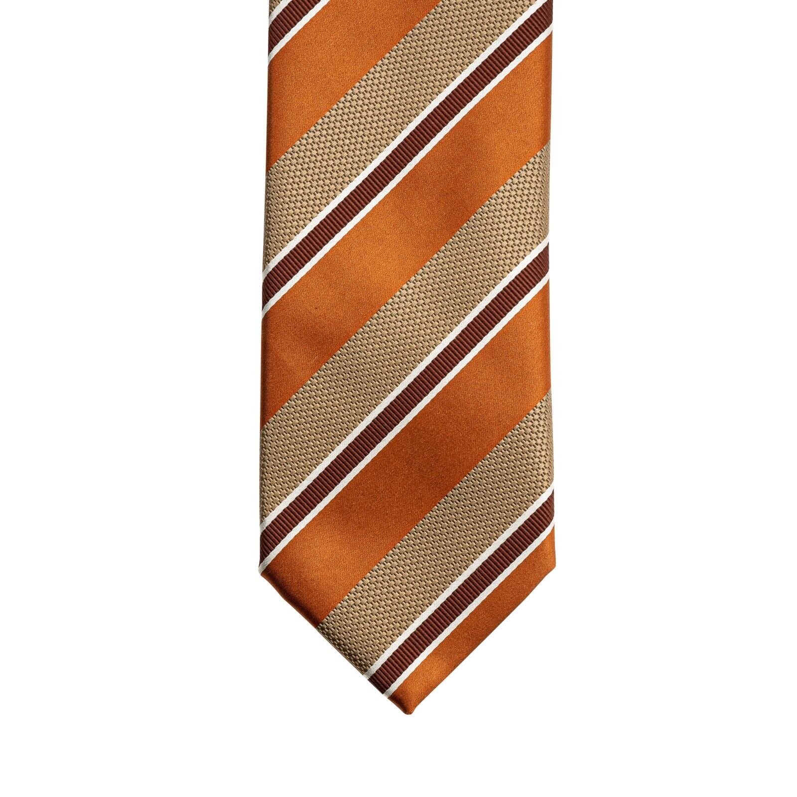 $290 ITALO FERRETTI Tie Regimental Rust 100% Silk Handmade in Italy