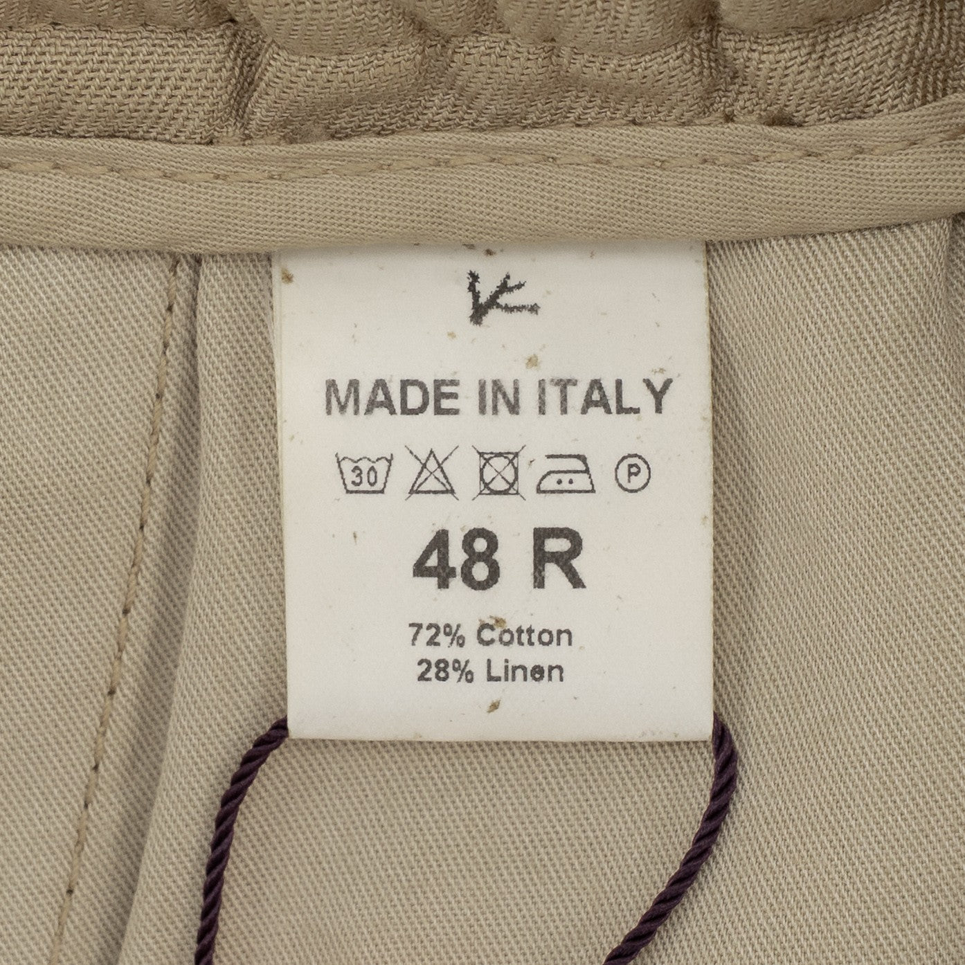 900$ ISAIA NAPOLI Beige Short Drawstring Pant Cotton - Linen Relaxed Fit