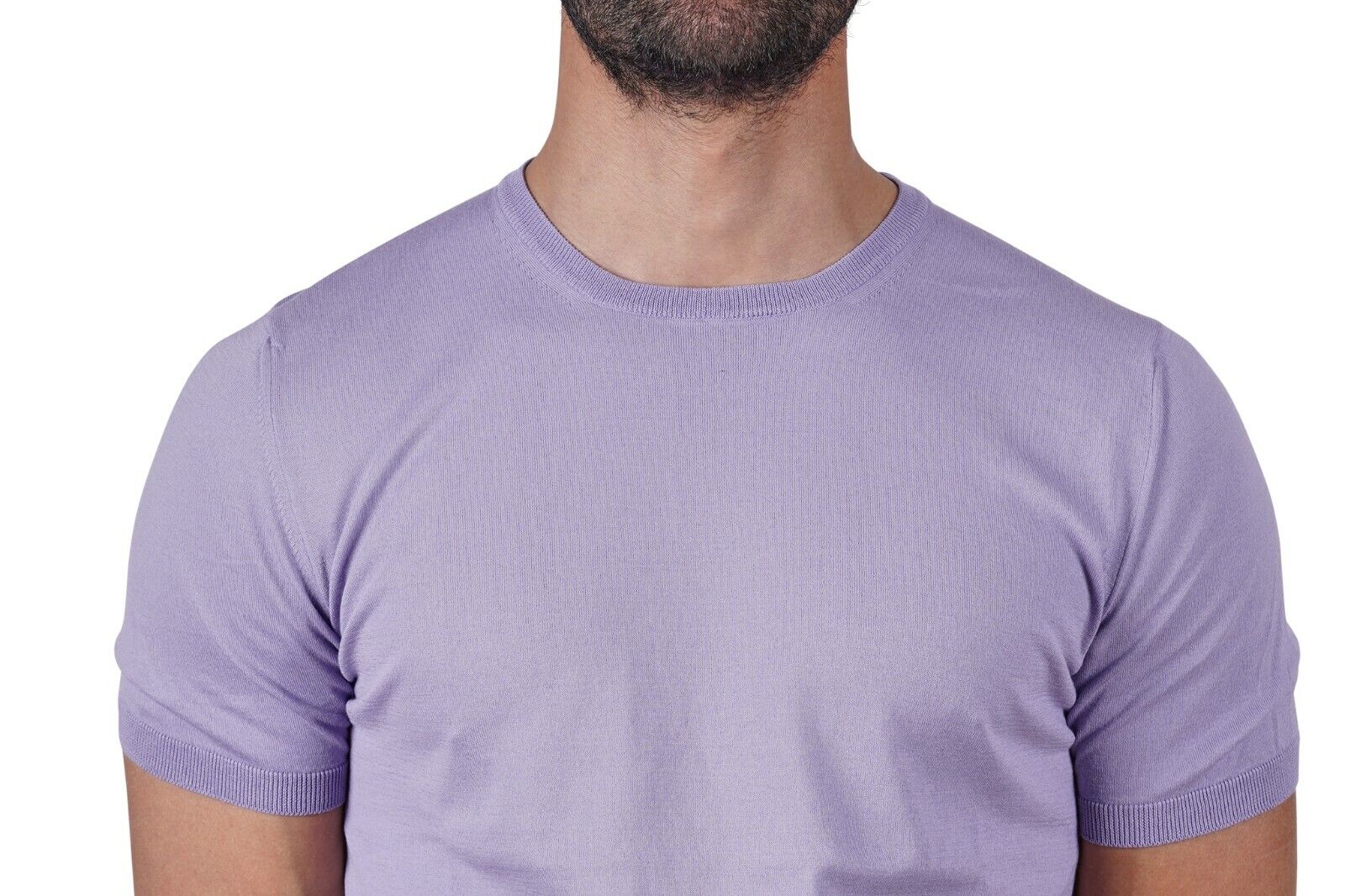 220$ Italian Luxury GRAN SASSO Knit T-Shirt Sweater "Fresh Cotton" Lavender