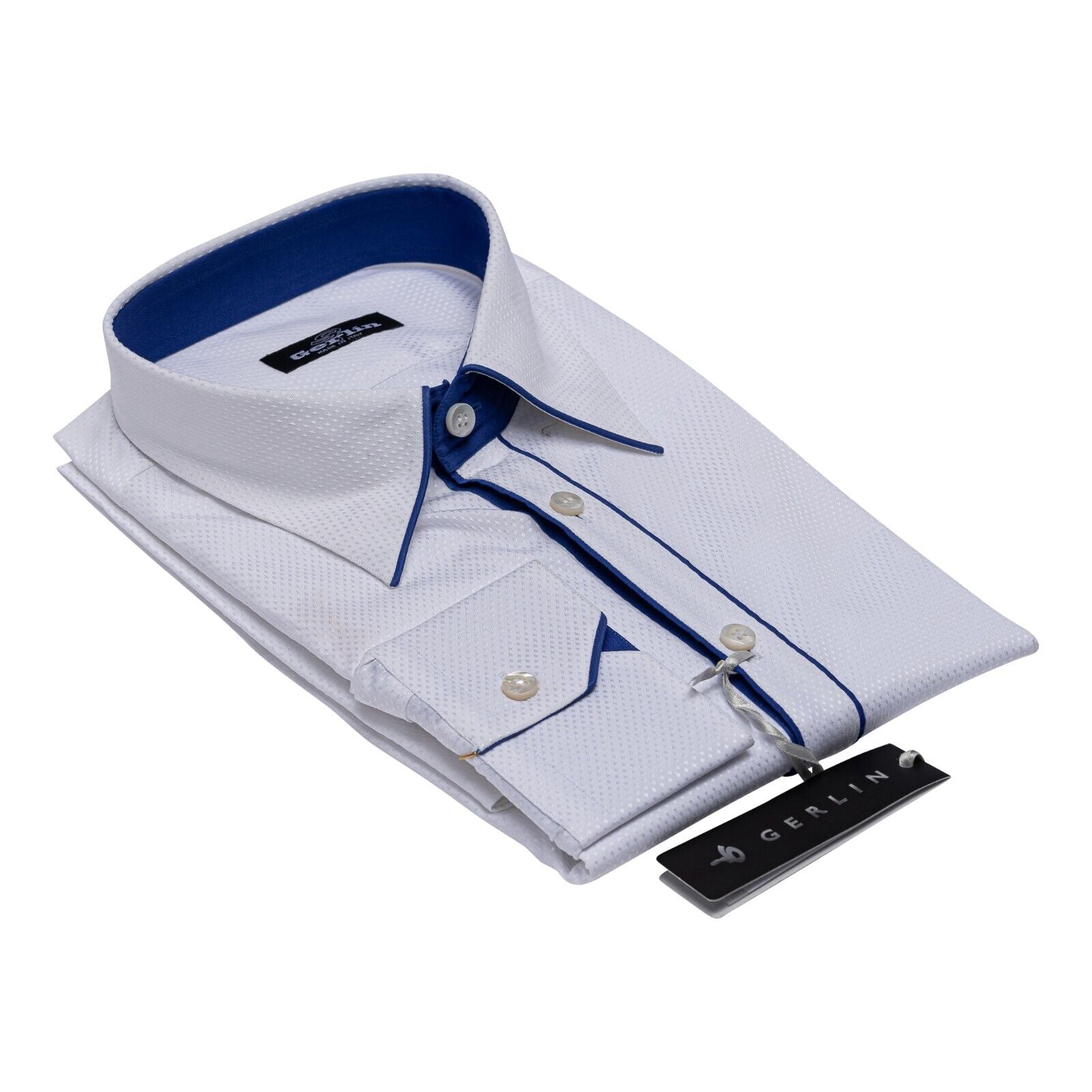 690$ LUXURY GERLIN Shirt White ALUMO Jacquard Cotton 16 - 41 3AL BIJAN