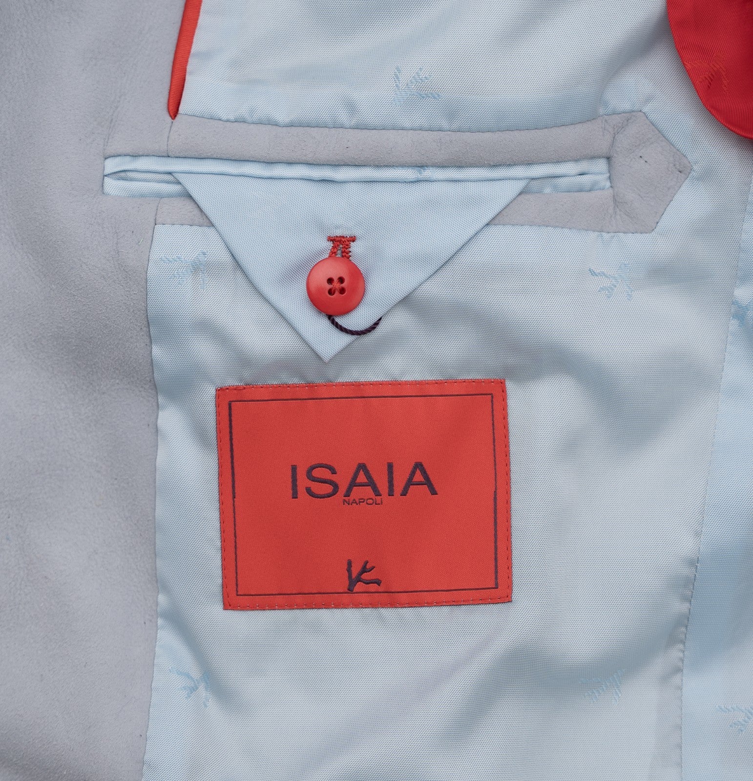 7100$ ISAIA Ice Blue Jacket Sport Coat 100% Suede Lambskin Leather 40 US / 50 EU