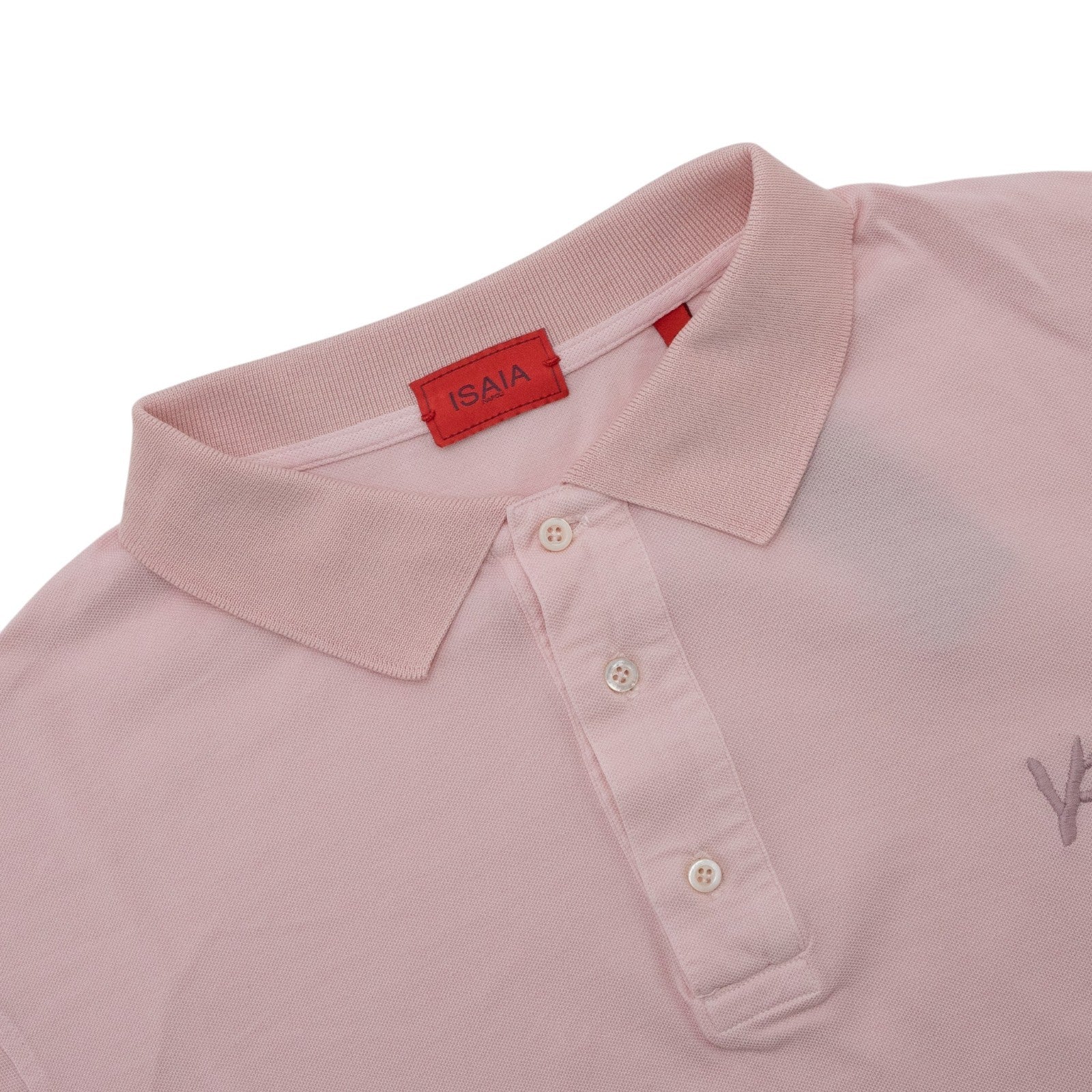 575$ ISAIA NAPOLI Garment Dyed Cotton Piquet Short Sleeve Polo Pink Size XL
