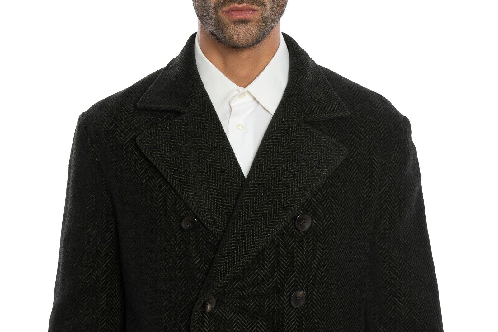 $1950 BOGLIOLI Caban Peacoat Coat Blue / Green Cashmere Wool Cotton  40 US 50 EU