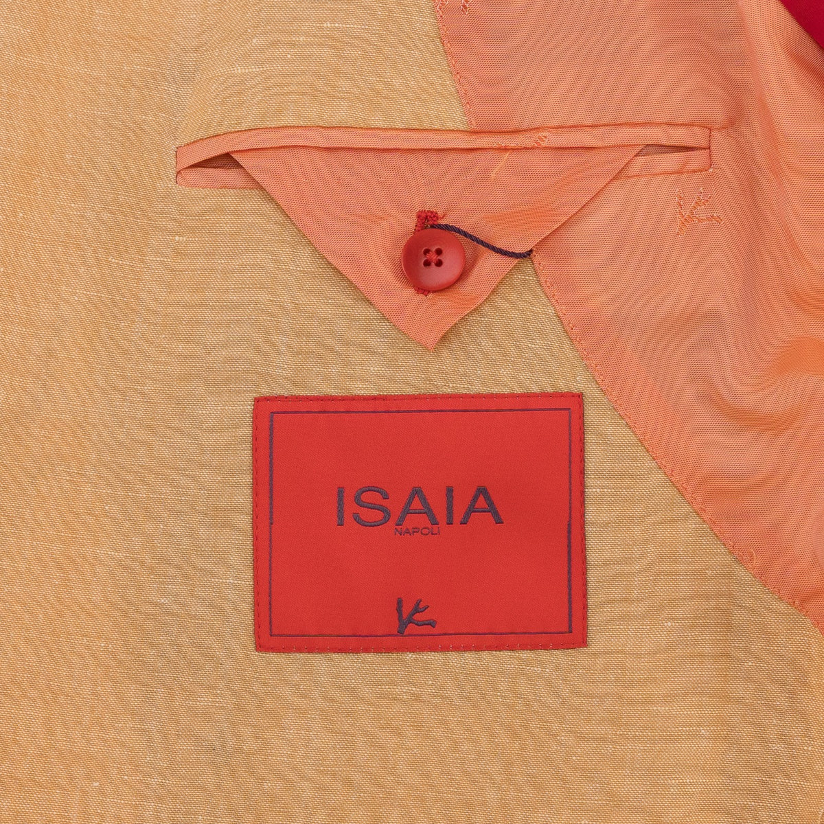 $5900 ISAIA NAPOLI "Capri" Orange Suit Fine Wool / Linen 38 US / 48 EU 8R