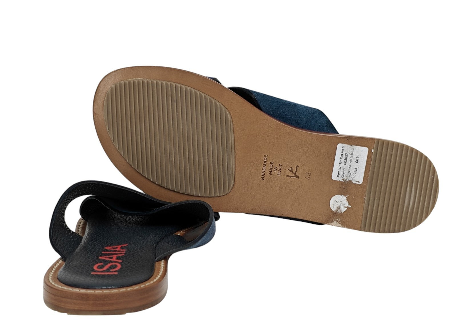 900$ ISAIA NAPOLI Sandal Shoes Suede Leather Blue Handmade 9 UK - 10 US - 43 IT