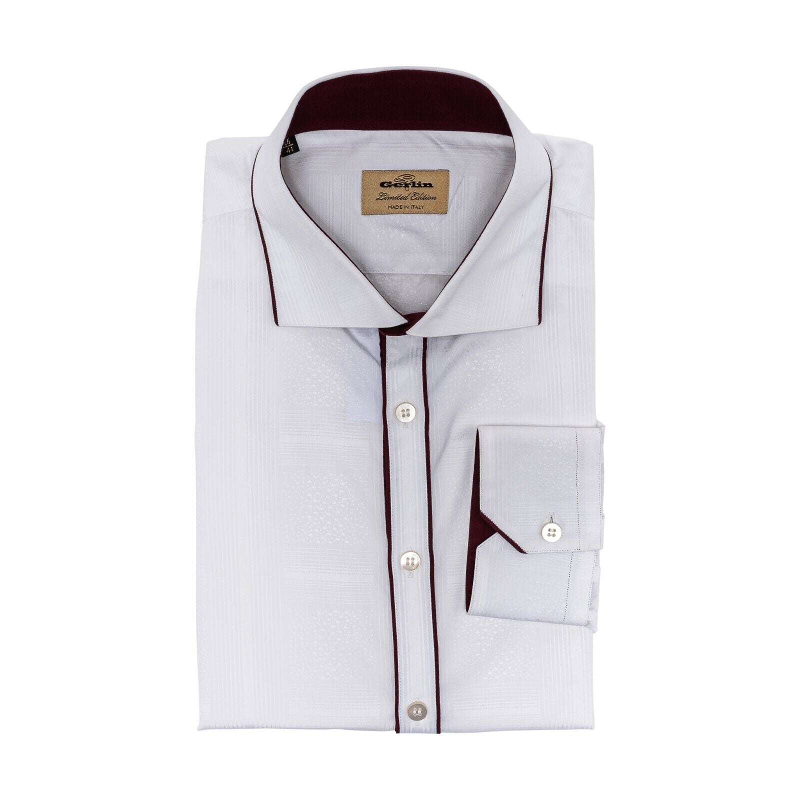 690$ LUXURY GERLIN Shirt White ALUMO Jacquard Cotton 16 - 41 7A BIJAN