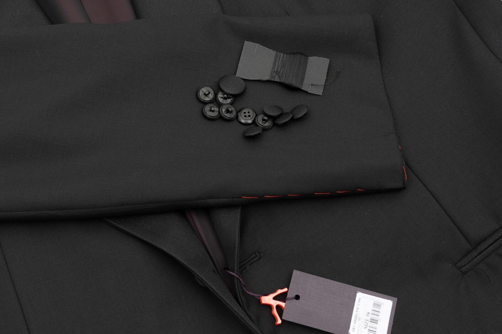 $5800 ISAIA "Aquaspider" Black Tuxedo Smoking Suit Wool 160's 48 US / 58 EU 7R