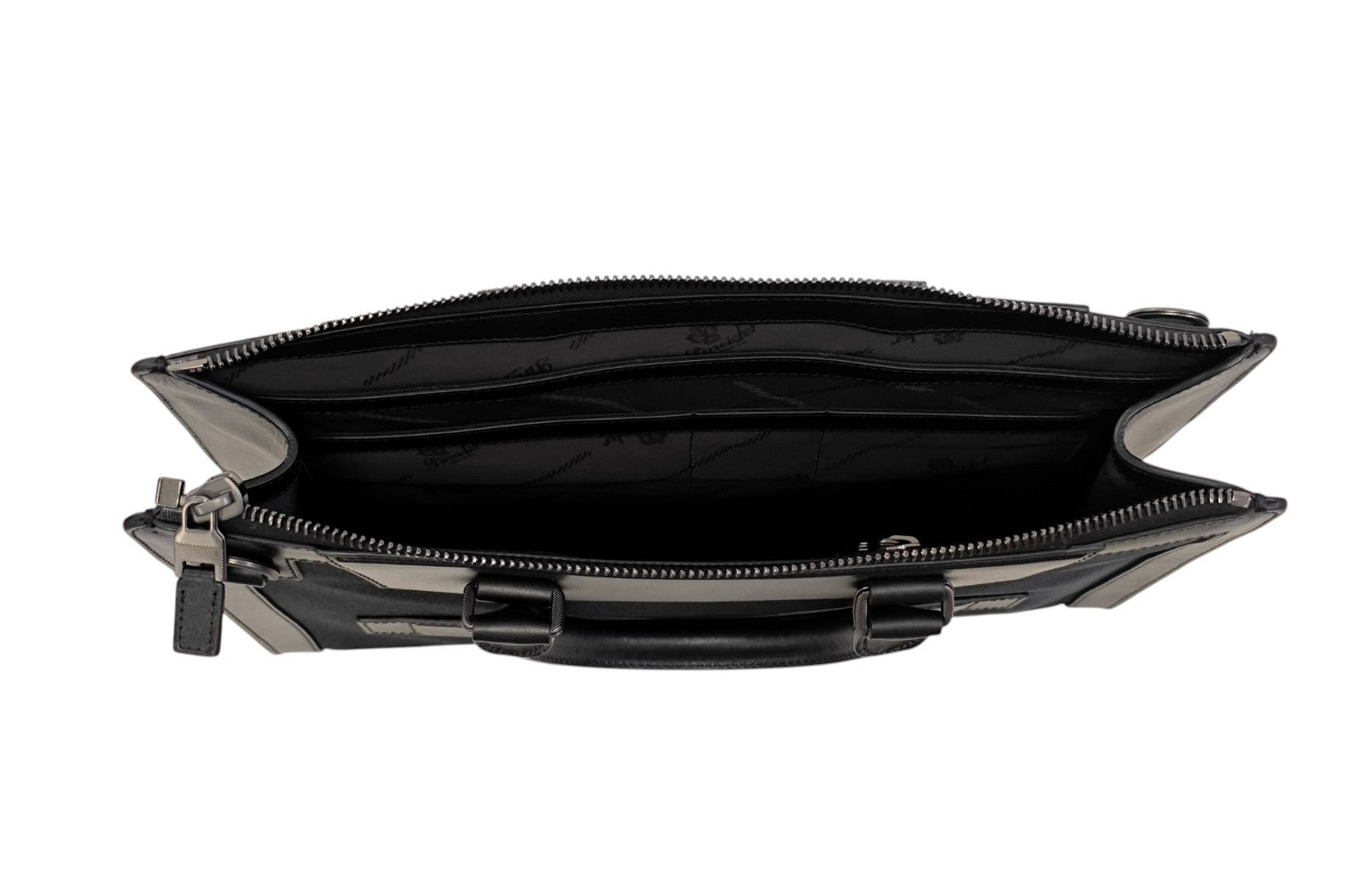 1480$ PINEIDER FIRENZE 1774 Black Nylon & Calf Slim Briefcase Bag Document Case