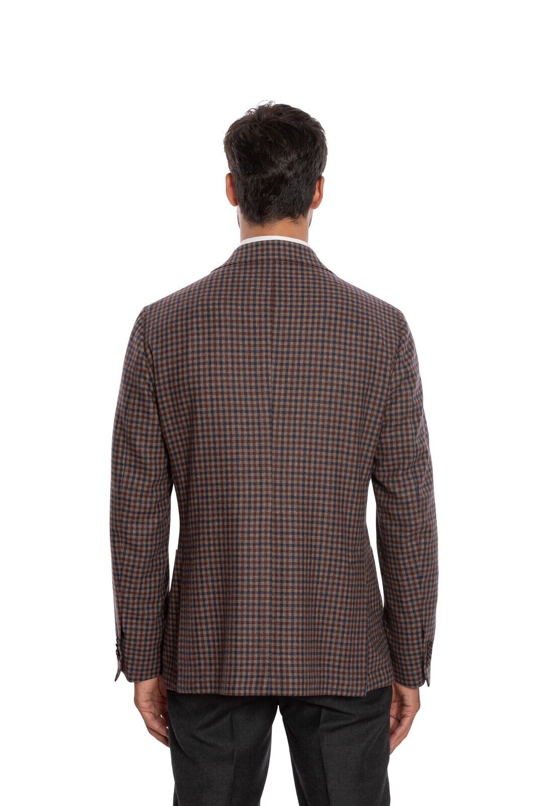 $1800 LUIGI BORRELLI "SORRENTO" Hand-Sewn Light Brown Cheks Jacket Blazer Wool