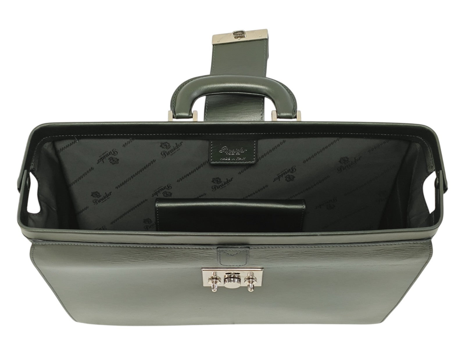 1520$ PINEIDER "Metro Smooth" Calf Diplomatic Briefcase Work Doctor Bag Green
