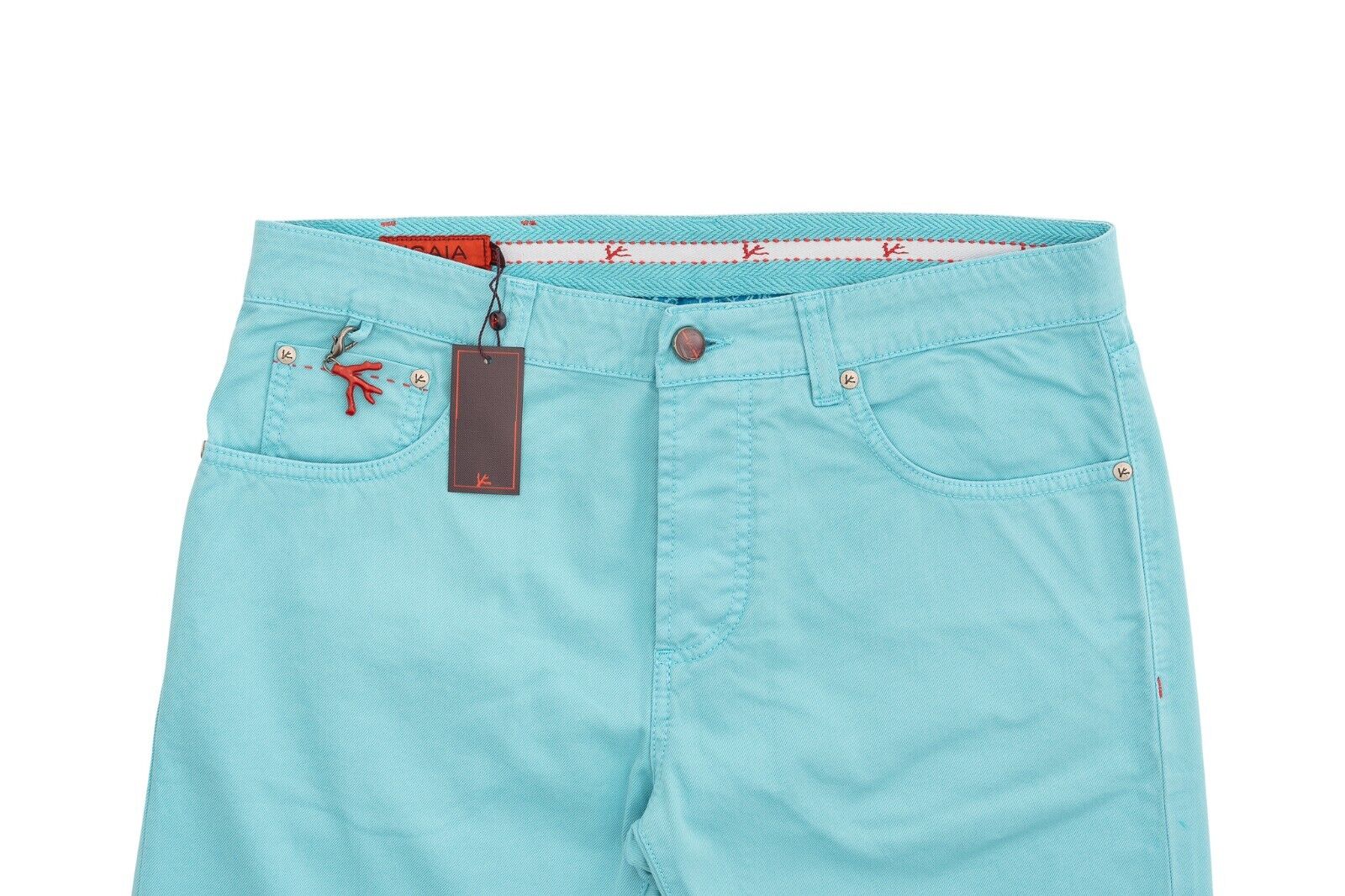 690$ ISAIA NAPOLI Tiffany 5 Pockets Slim Straight Denim Jeans Pant Cotton