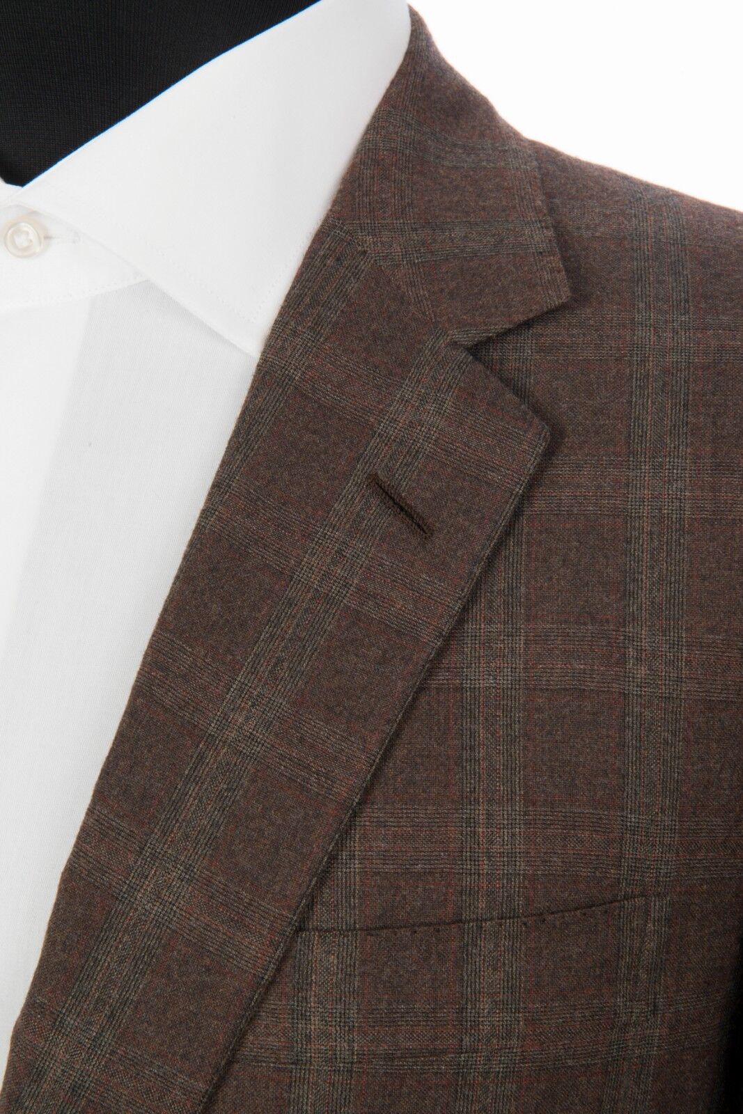 $4890 D'AVENZA Brown Wool 130's Checks Suit Hand-Sewn in Italy 40 US / 50 EU