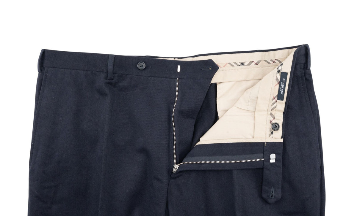700$ BURBERRY LONDON Blue Navy Chino Cotton Pant Regular Fit 42 US / 58 EU