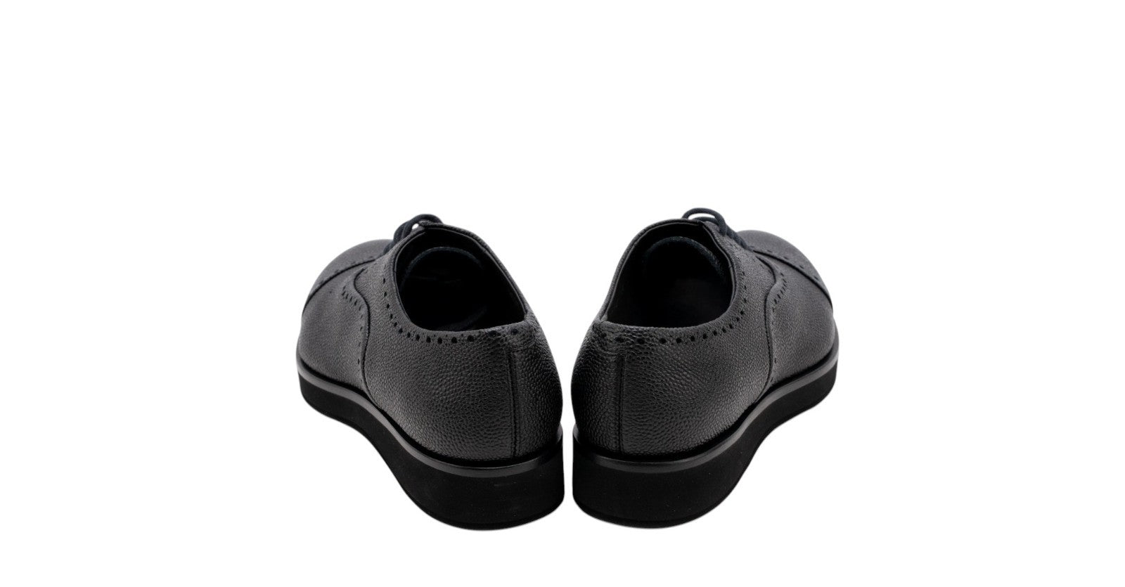 1120$ GIORGIO ARMANI Derby Shoes Brogue Black Grained Leather 5 UK 6 US 39 IT