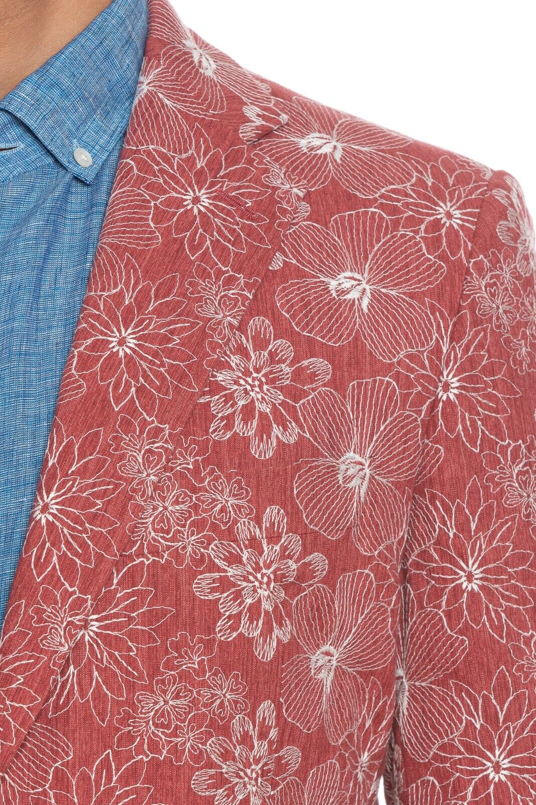 2450$ BELVEST Red-White Cotton Flowers Jacket Blazer Work of Art 40 US 50 EU 7R