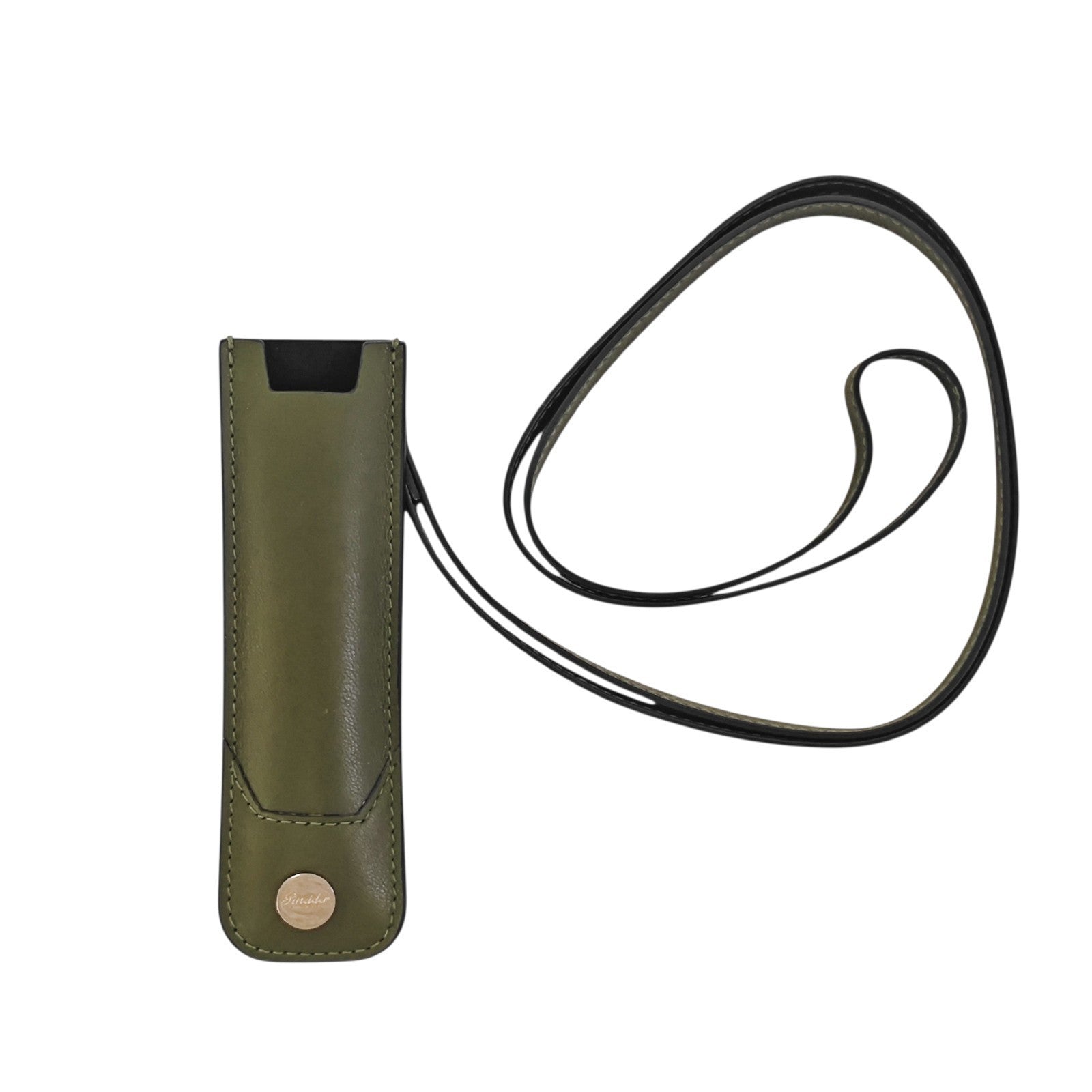 150$ PINEIDER FIRENZE 1774 Leather Single Pen Necklace Holder Lanyard Green