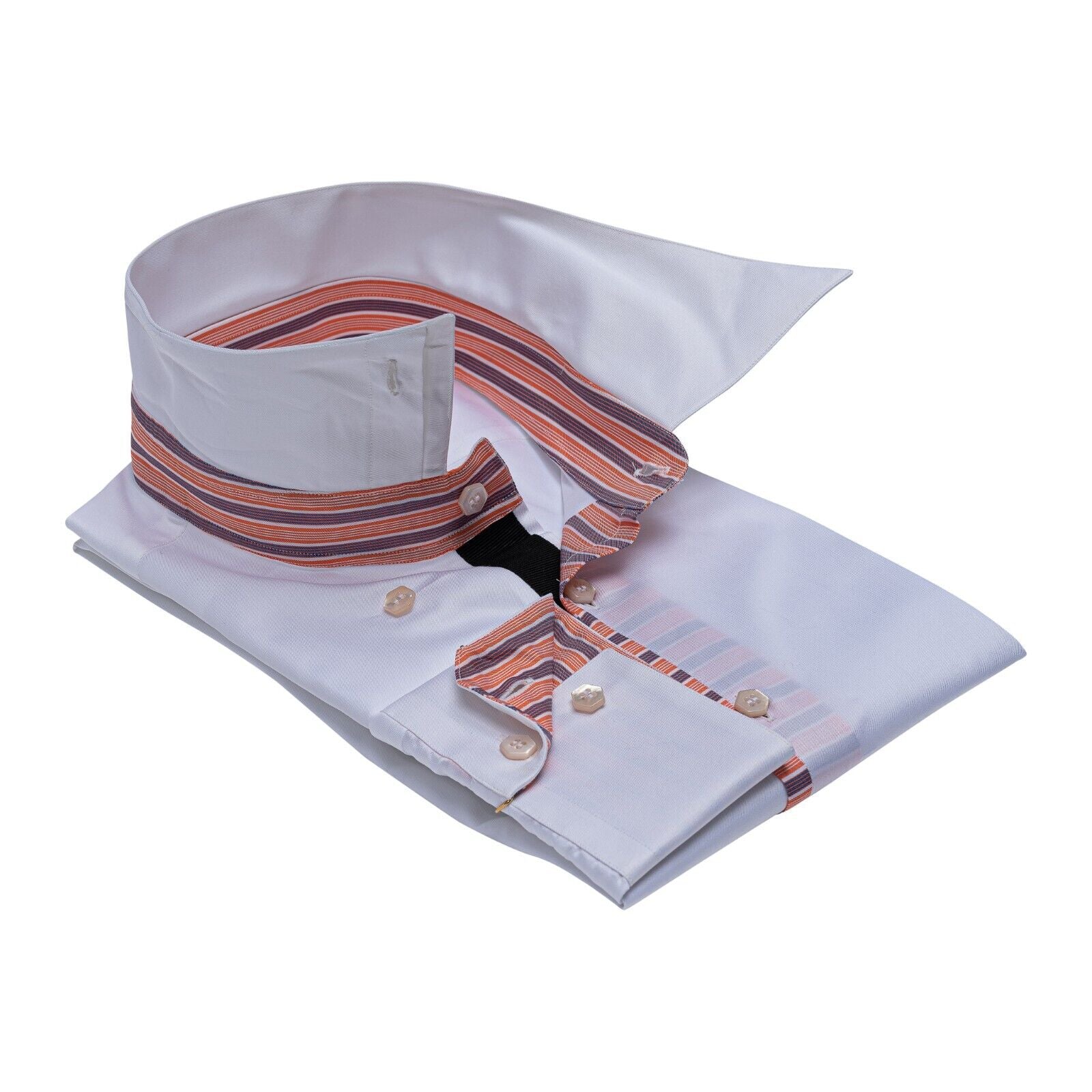 690$ ITALIAN LUXURY GERLIN Shirt Point Collar White FINE Cotton 5C ZILLI