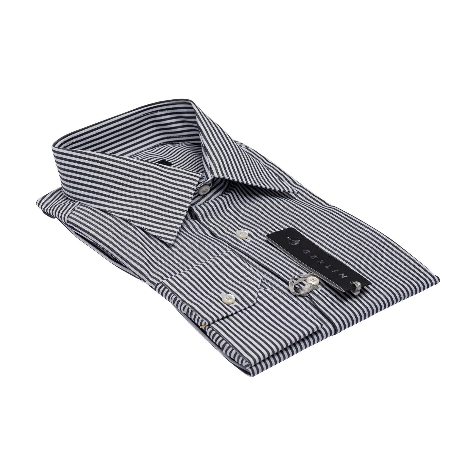 690$ LUXURY GERLIN Shirt Striped SUPRALUX ALUMO Cotton 16 - 41  2AH ZILLI