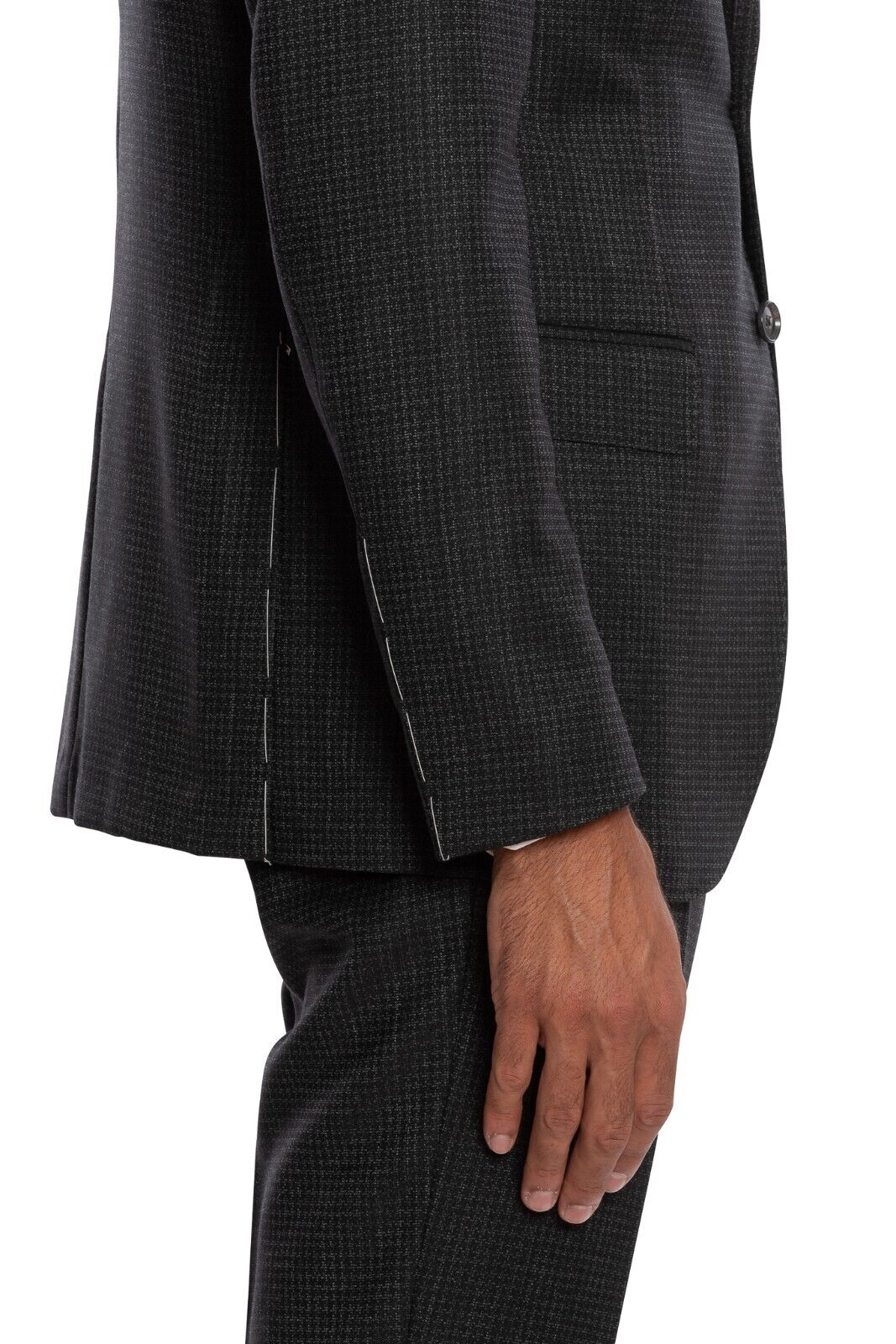 $3250 LUIGI BORRELLI NAPOLI Hand-Sewn Charcoal Houndstooth Suit Wool Slim Fit