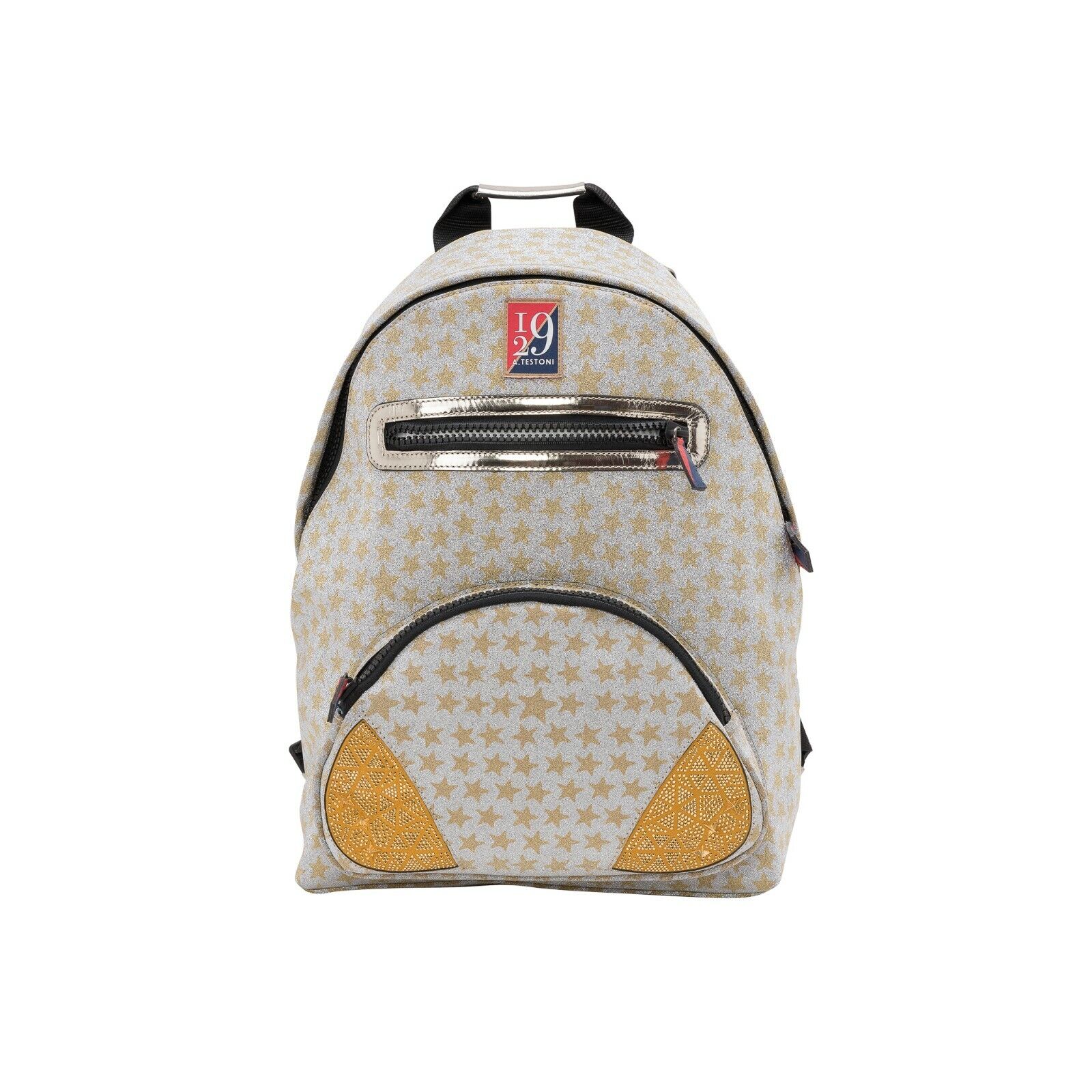 $410 Testoni I29 Bologna Luxury Cristals Backpack Rising Star + Metal Calf