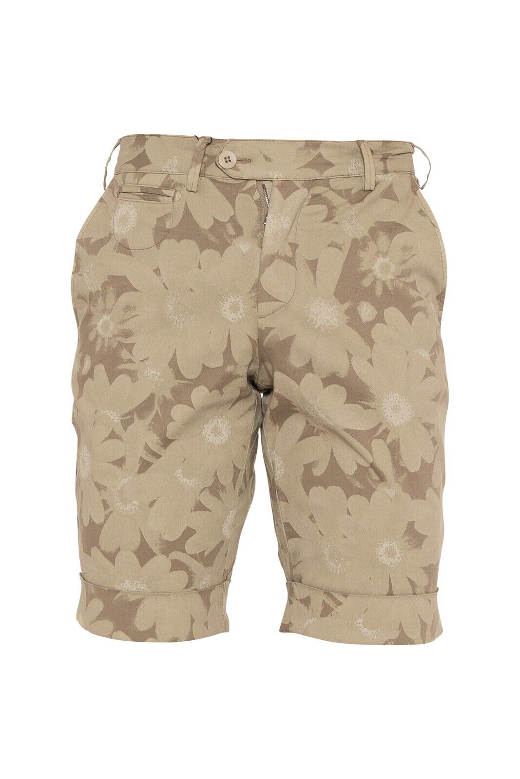 650$ ISAIA NAPOLI Floral Beige Chino Sport Short Pant Cotton Blend