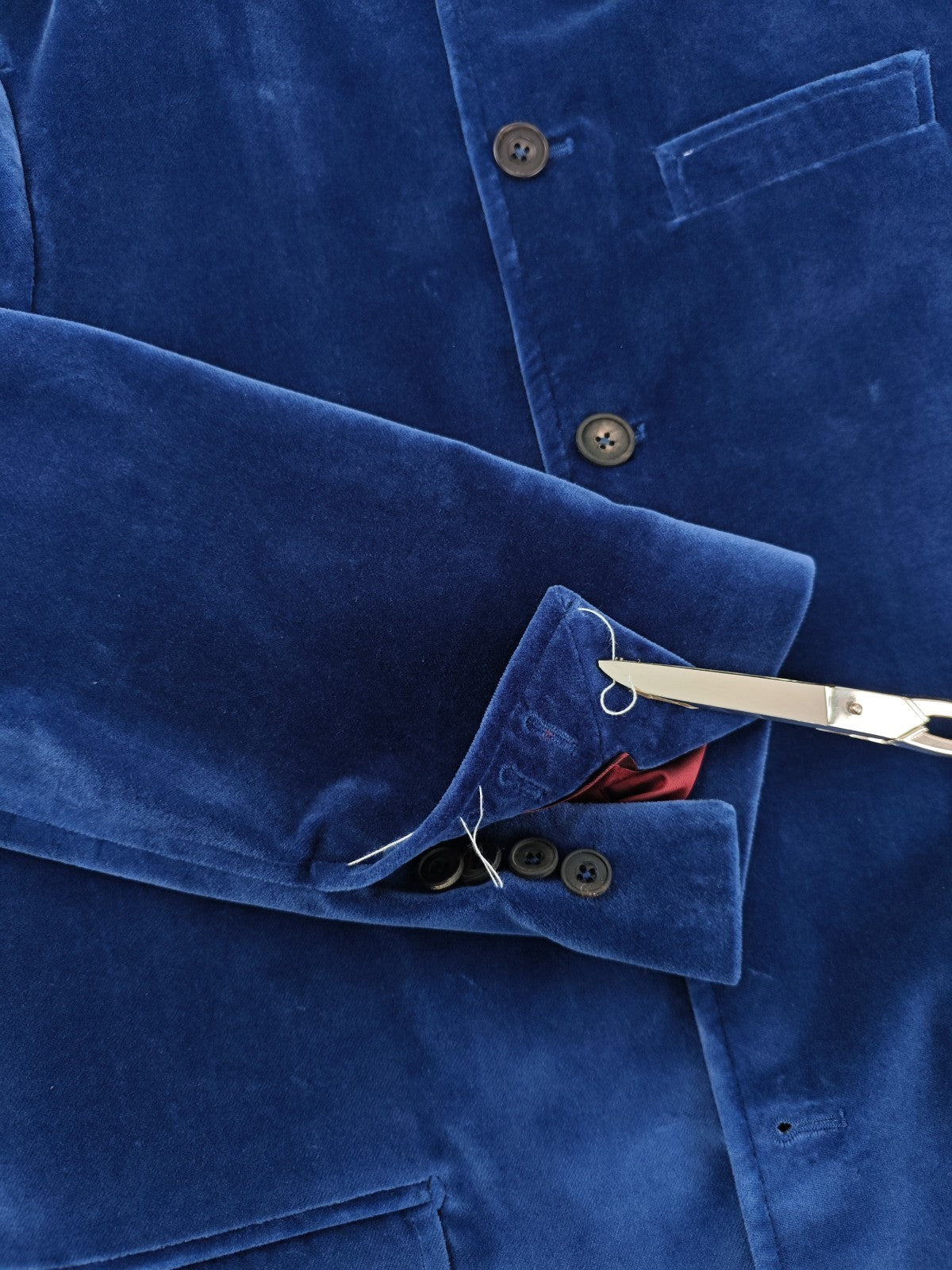 $1960 RUBINACCI NAPOLI "Vienna" Blue 5 Buttons Guru Jacket Velvet Cotton