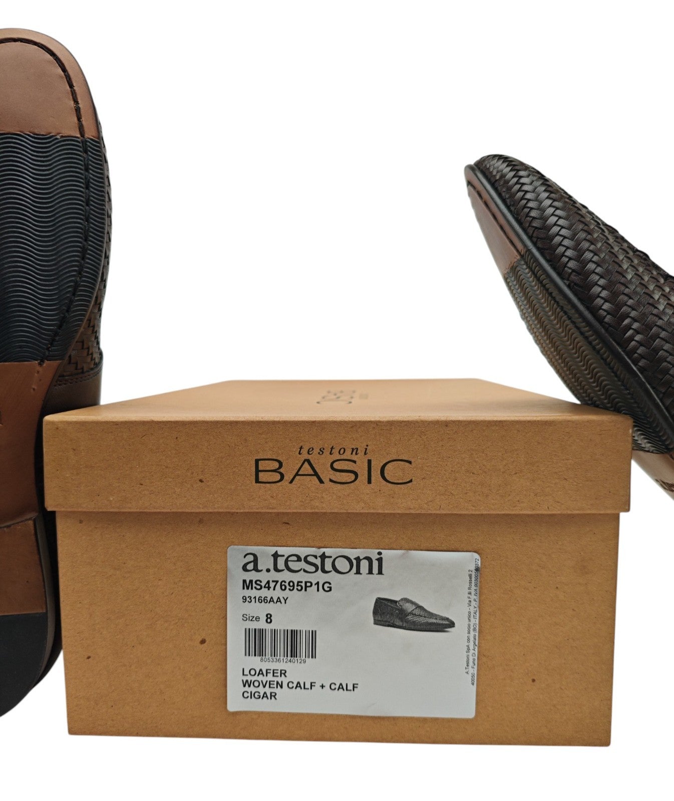 1250$ TESTONI Brown Loafer Shoes Woven Calf 8 UK / 9 US / 42 IT