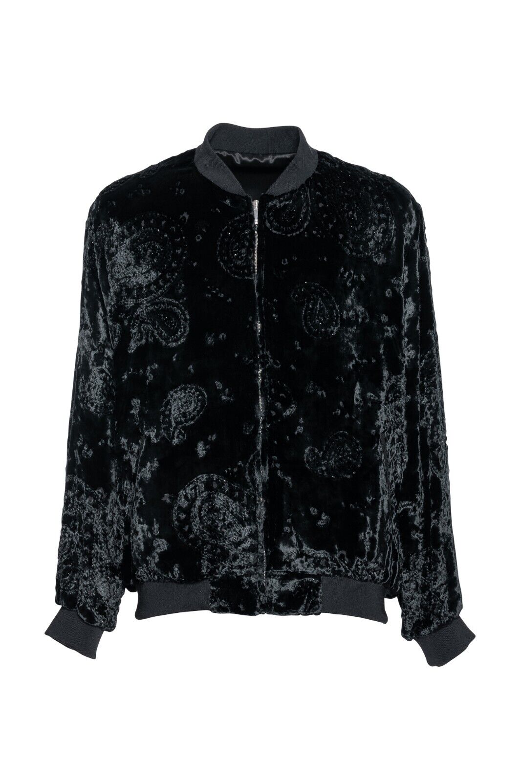 2000$ FABIO CAVIGLIA Bomber Jacket Velvet "STRASS" Lining in Silk 44 US / 54 EU