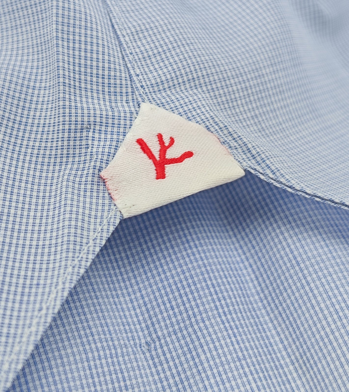 730$ ISAIA NAPOLI "Mix" Blue Dress Shirt Hand-Sewn Checks Lightwheight Cotton