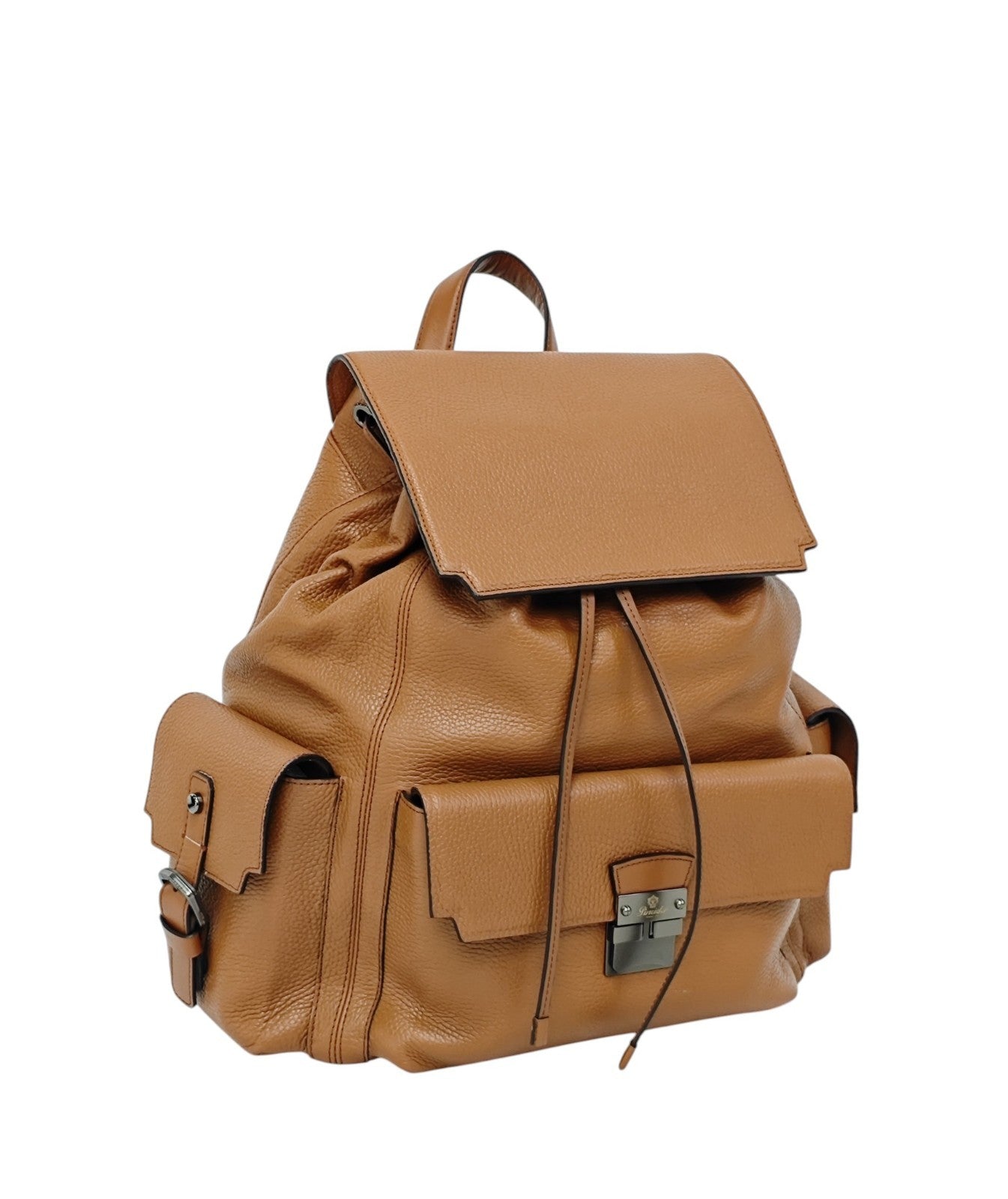 1980$ PINEIDER FIRENZE Brown Grain Calf Multiple Backpack Travel Weekender