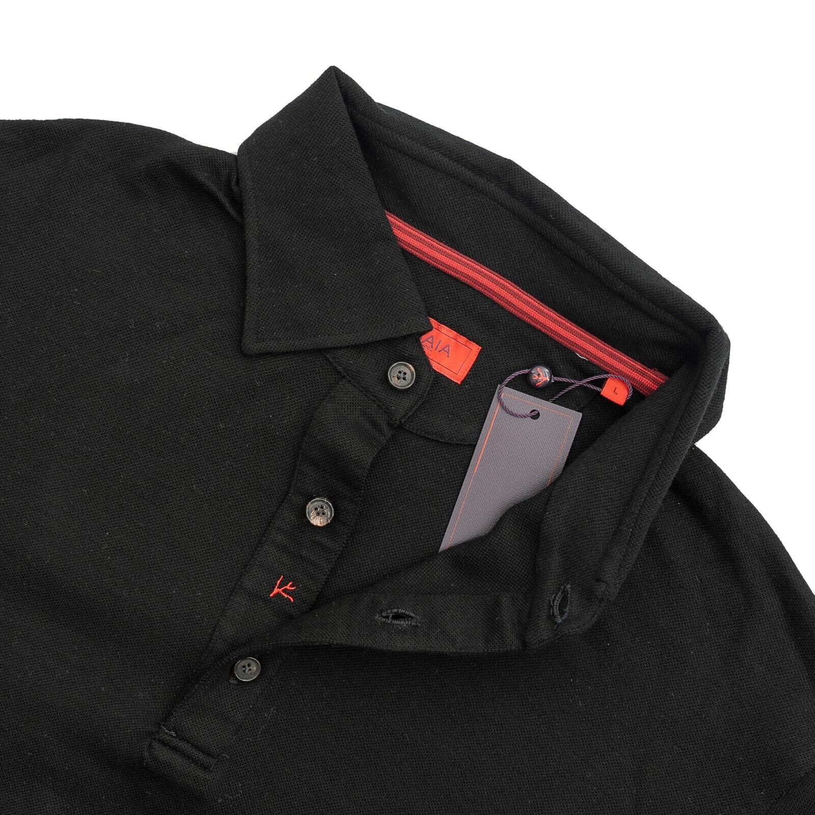 1200$ ISAIA NAPOLI "Iconico" Black Sartorial Knit Polo Sweater Wool Hand-Sewn