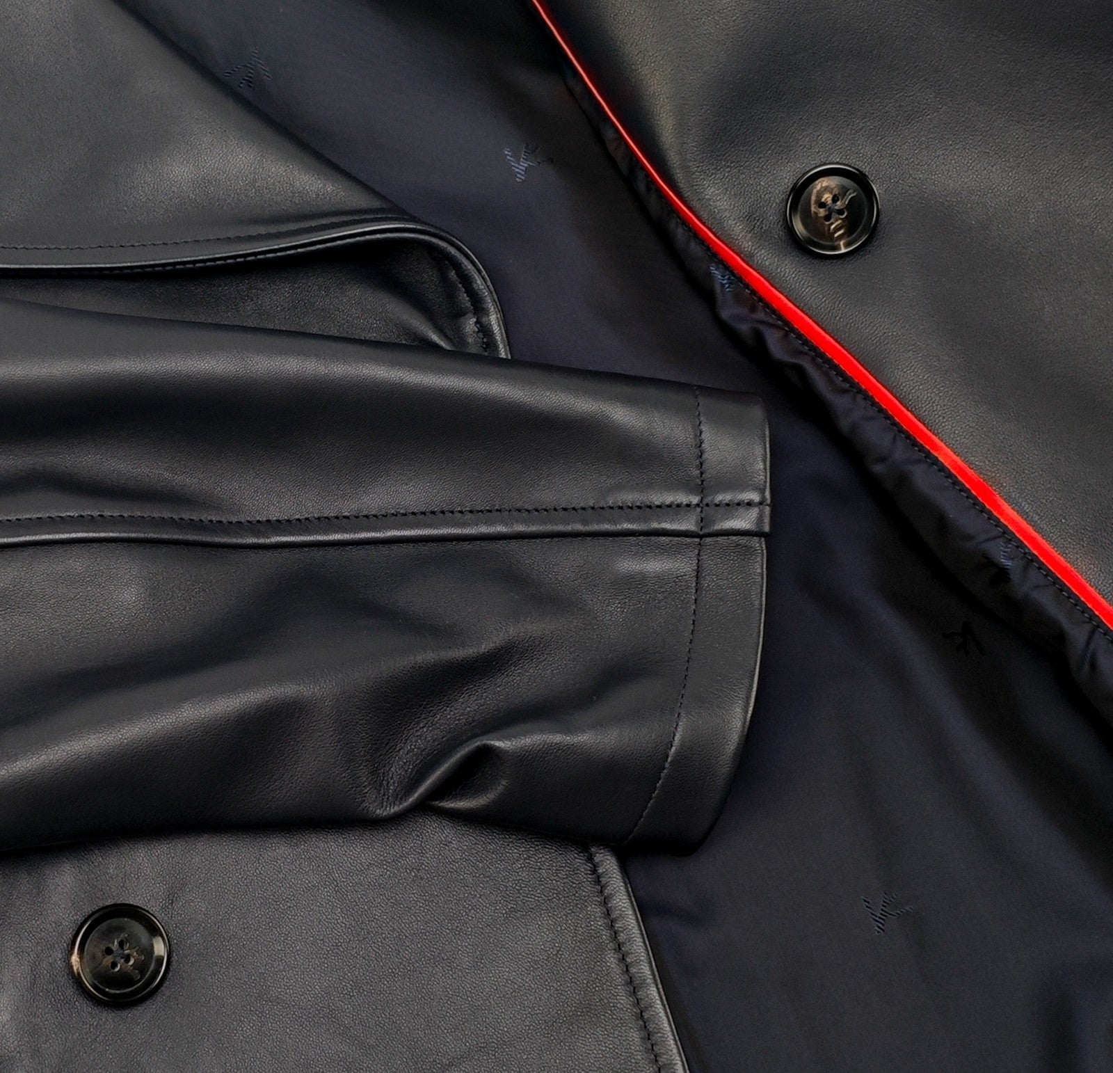 $6750 ISAIA Blue Midnight Double Breasted Peacoat Jacket Lambskin 38 US / 48 EU