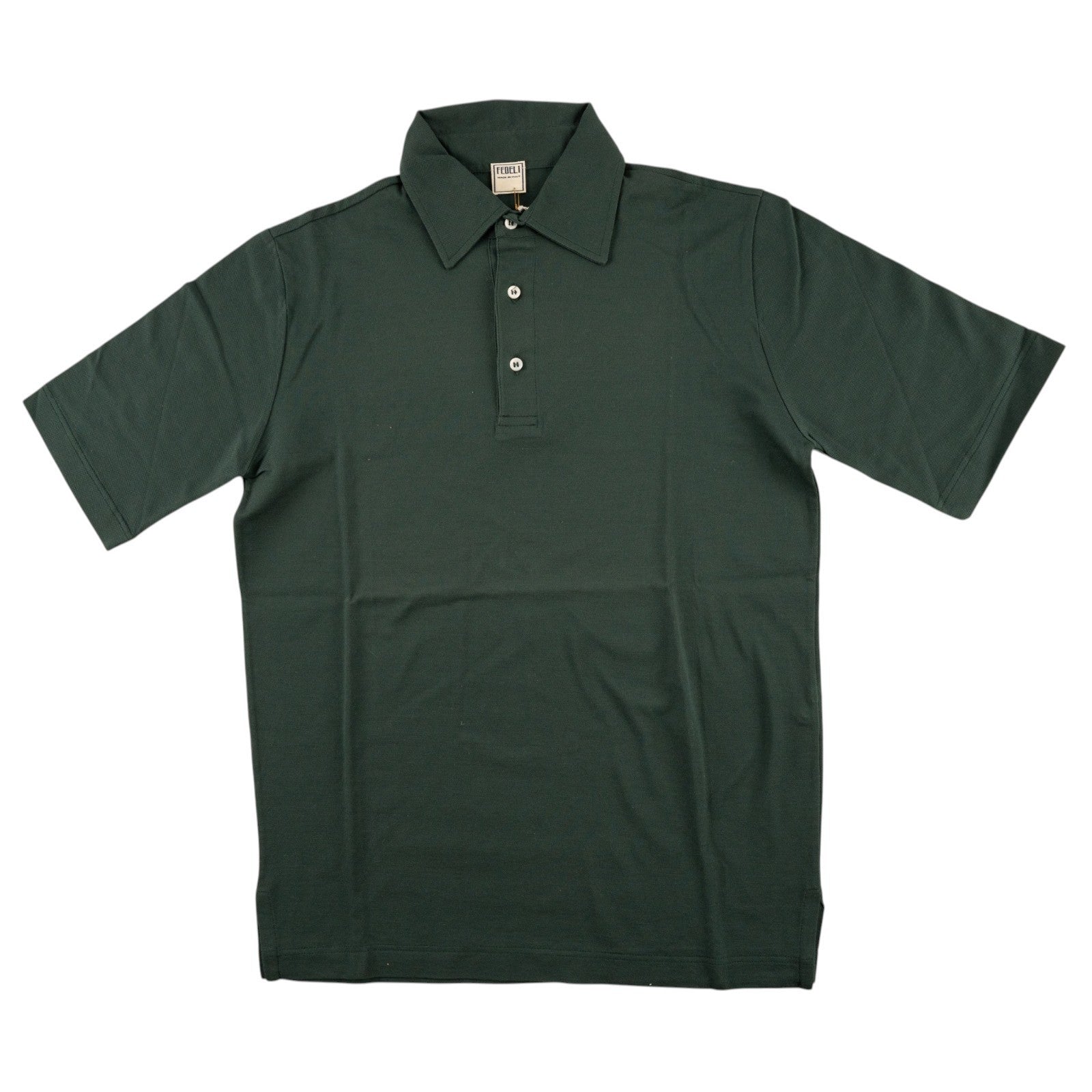 400$ FEDELI Green Forest Polo Cotton Pique Pocket 36 US / 46 IT