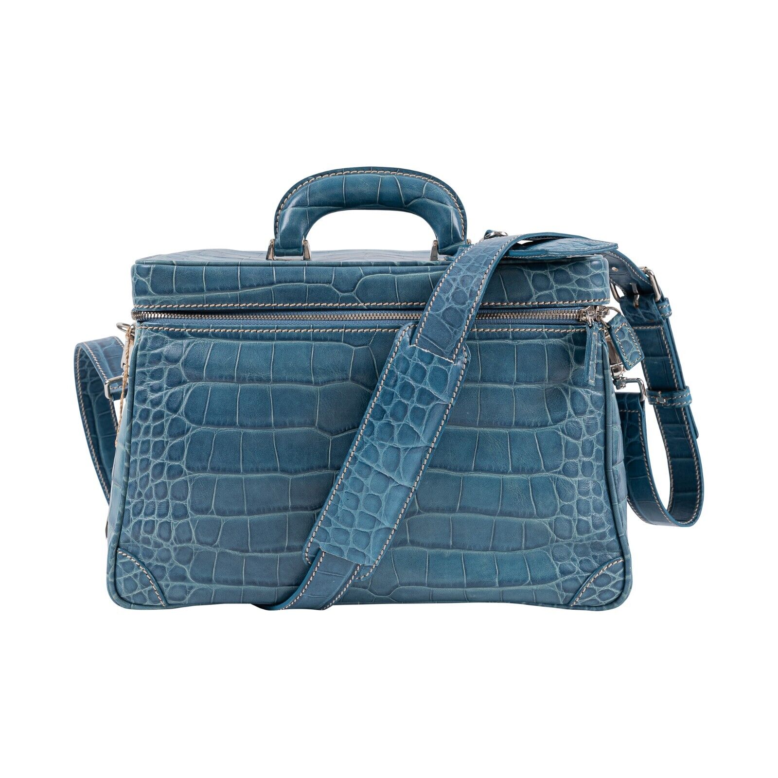 7K LUXURY DELL'GA MILANO Large Travel Beauty Case Toiletry Bag Genuine Crocodile