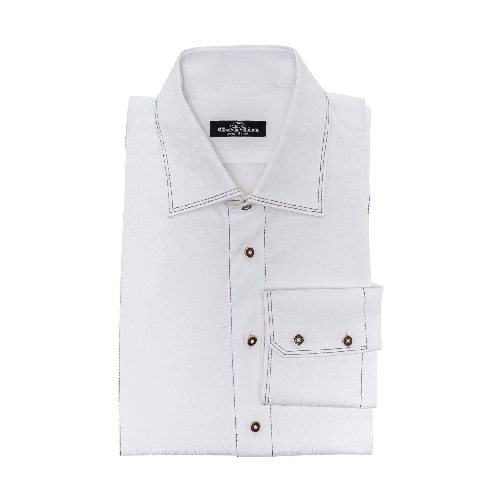 890$ LUXURY GERLIN Shirt White ALUMO Paisley Cotton 16 - 41  7H BIJAN