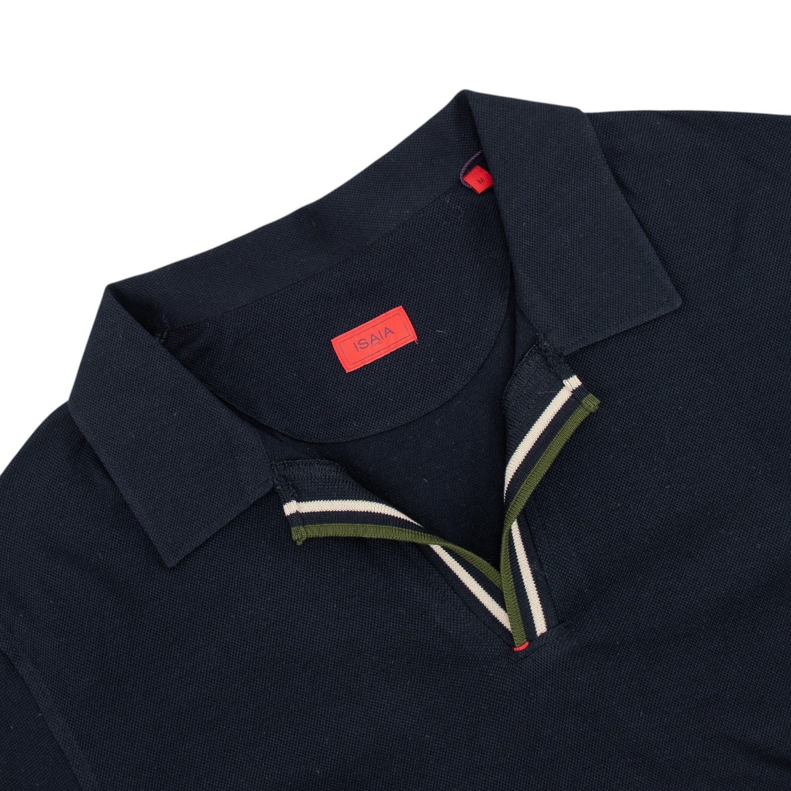 625$ ISAIA NAPOLI Blue Navy Polo Short Sleeve Piquet Cotton Size M