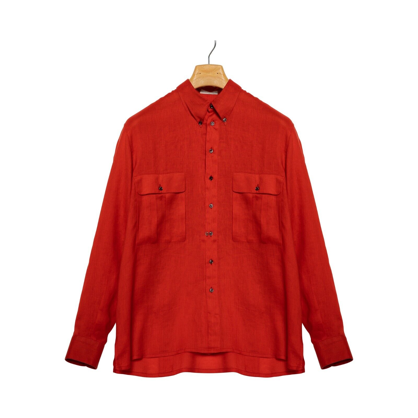 950$ LUXURY GERLIN Shirt "CORAL" Red 100% IRISH Linen 15.75 - 40